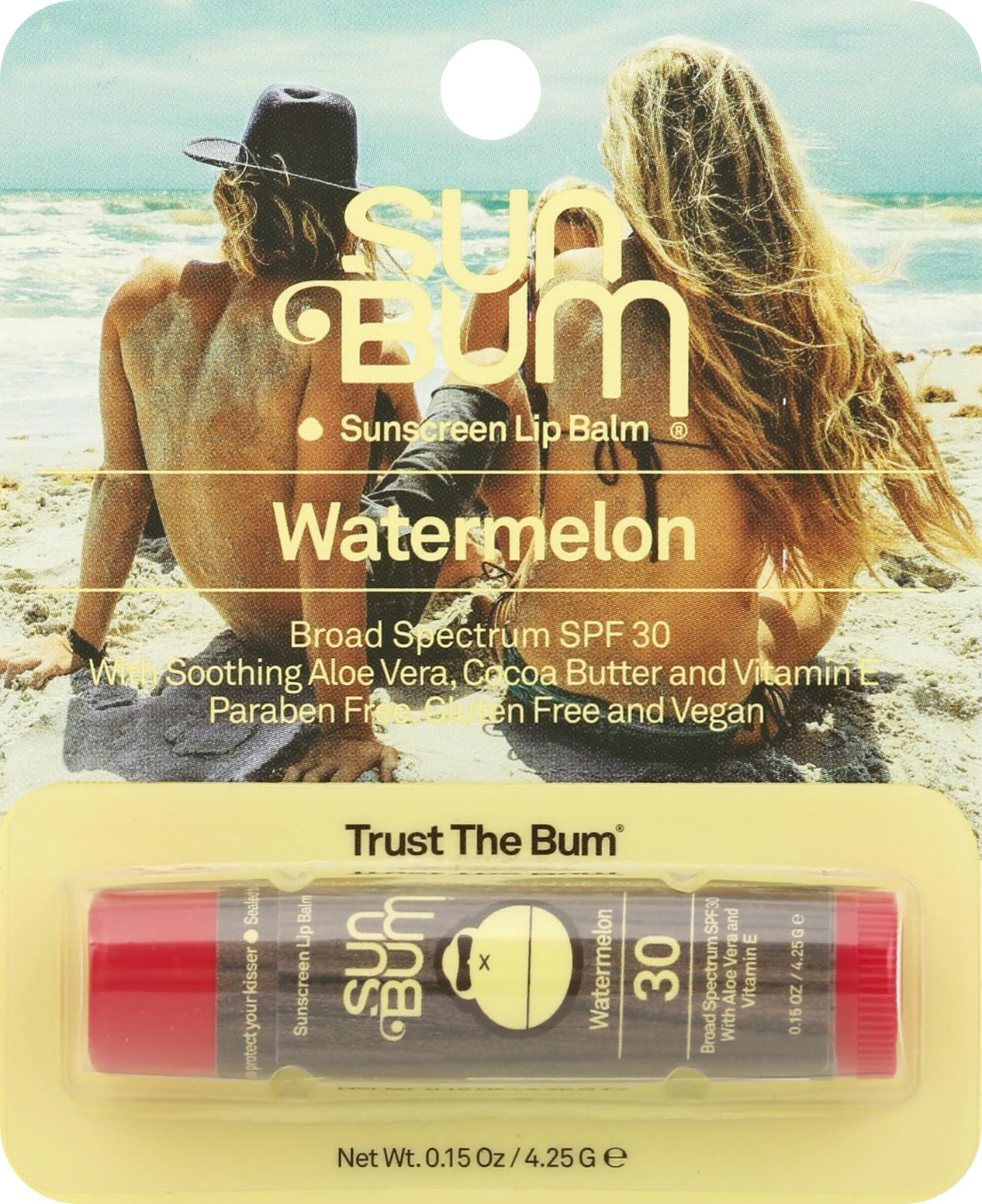 Sun Bum Broad Spectrum SPF 30 Watermelon Sunscreen Lip Balm 0 15 Fl Oz