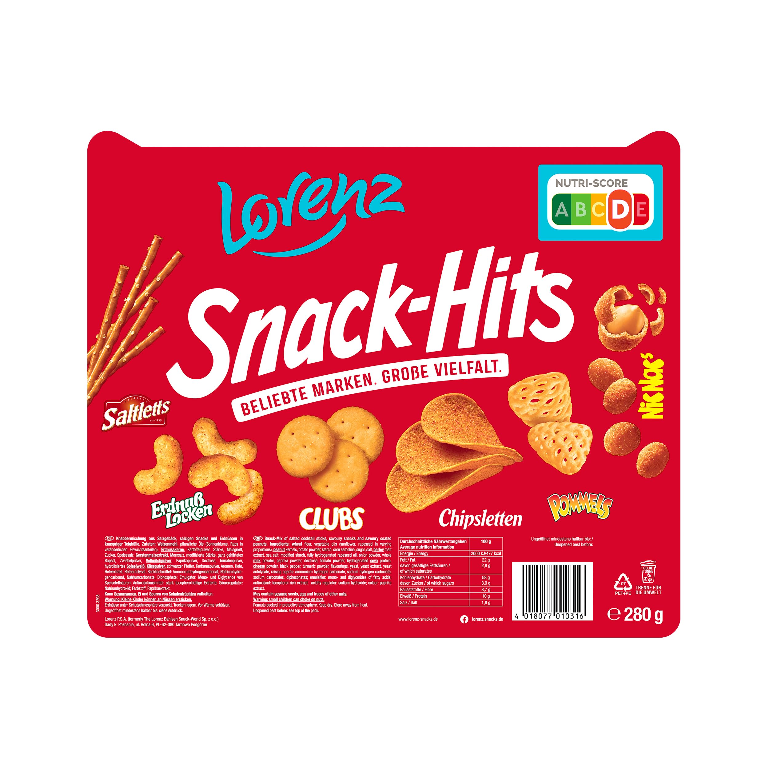 LORENZ Snack-Hits Knabbermischung 8 x 280 g