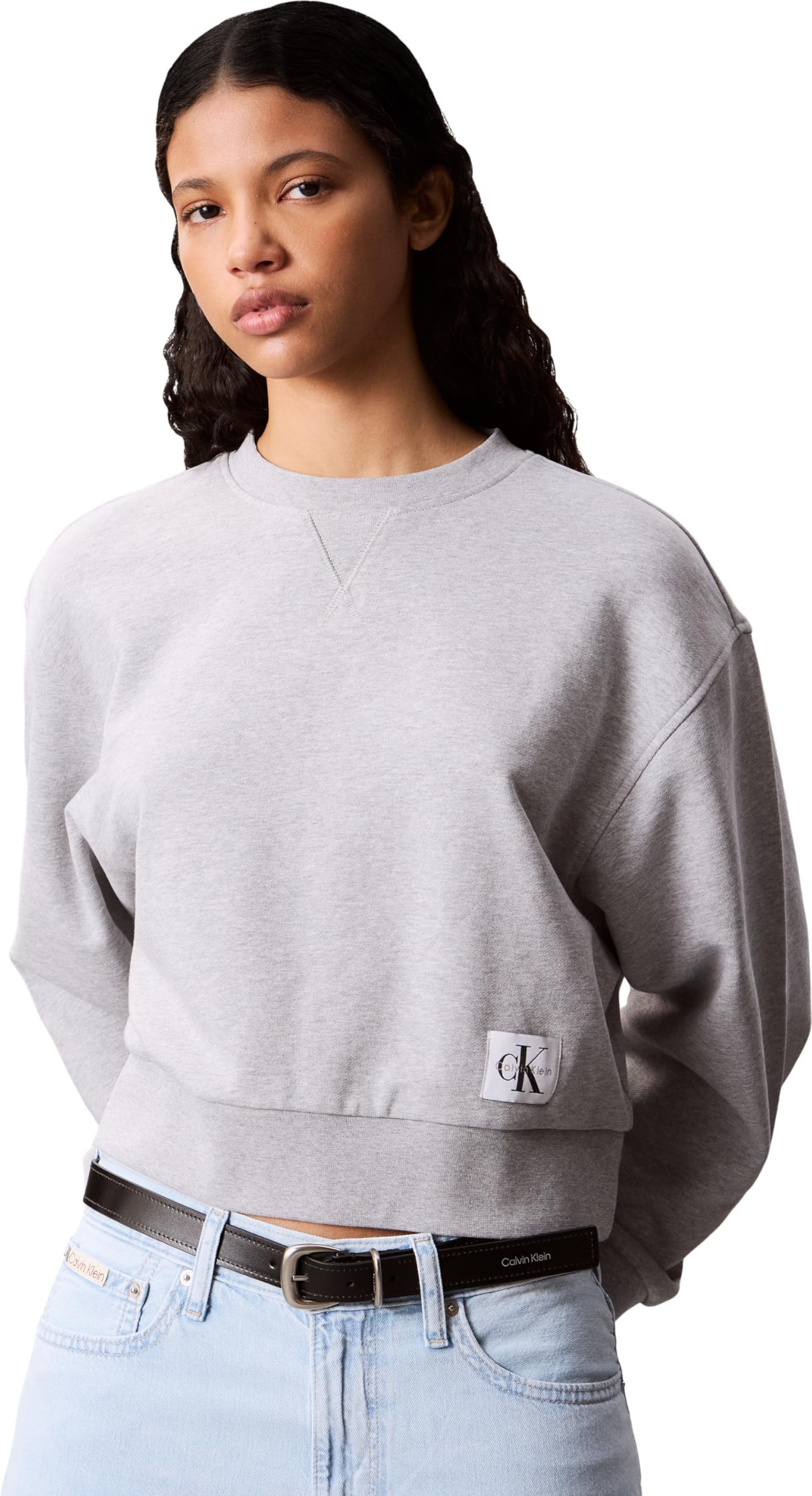 A - CROPPED BADGE LOGO SWEATSHIR Sweatshirt Kadın