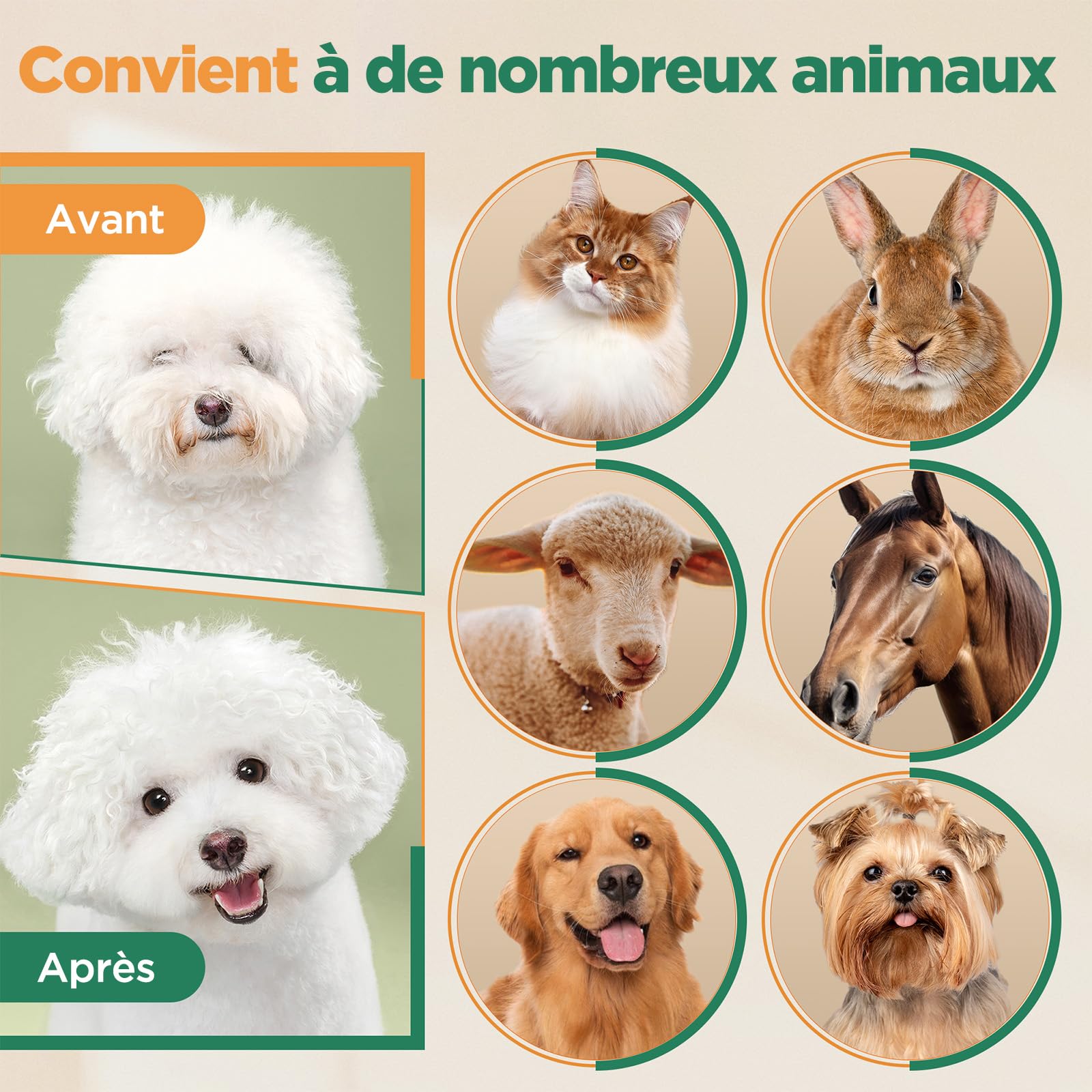 Gimars 3 en 1 Tondeuse Chien Professionnelle 4 Vitesses 7000 RPM, Tondeuse pour Chien Poil Long Epais Silencieuse, Animaux Rechargeable Sans Fil pour Chats et Chiens