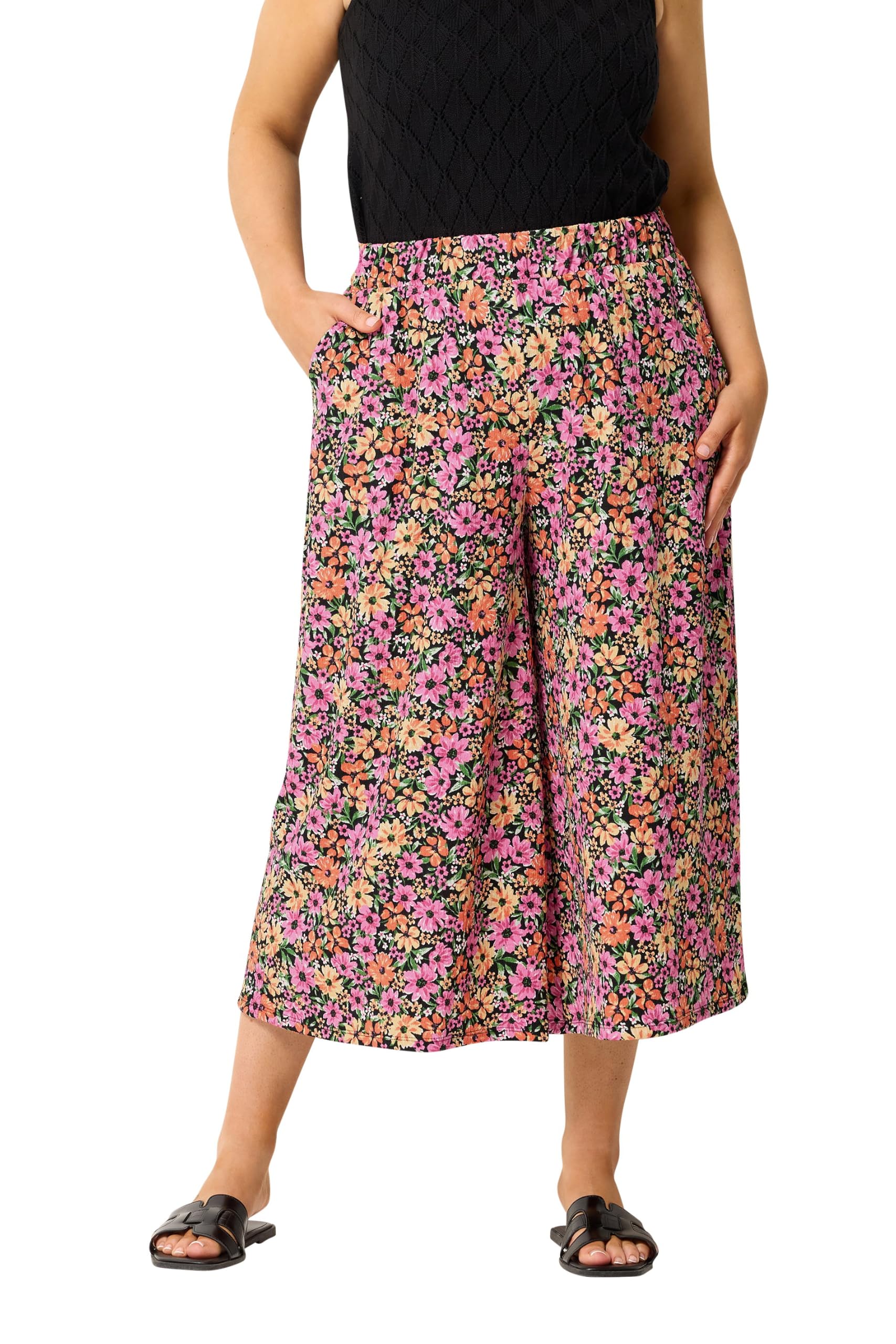 Yours Curve & Orange Floral Culottes - Women's - Plus Size Curve