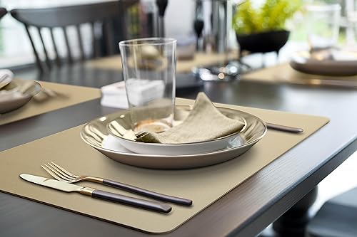 Miniatura 6 de More Décor Faux Leather Placemats for Dining and Kitchen Table - Stain and Heat Resistant, Anti-Slip, Wipable and Washable - Set of 4 and 6 - Solid