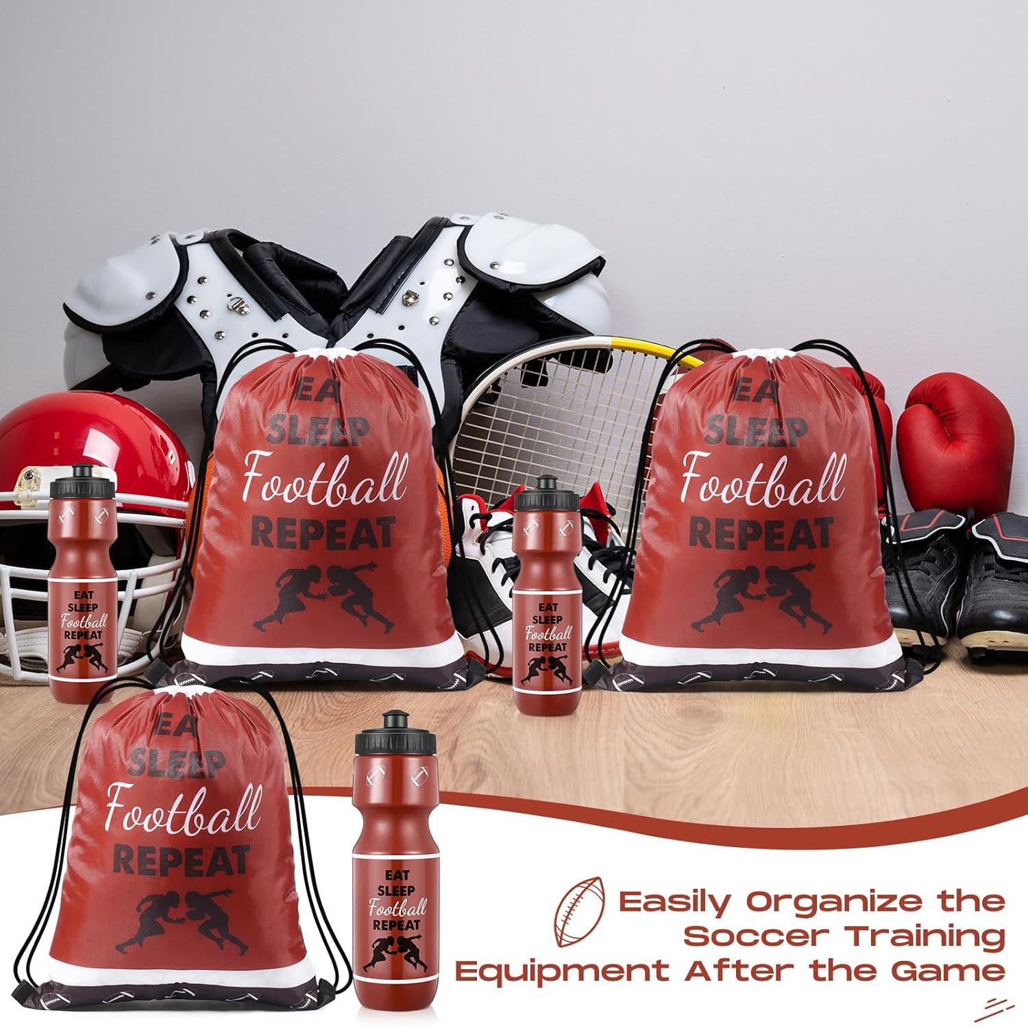 Talltalk 2 Pcs 24oz Football Plastic Water Bottle with Drawstring Bag Football Party Favors Sports Water Bottles for Men Sports Lovers Gifts - Image 7