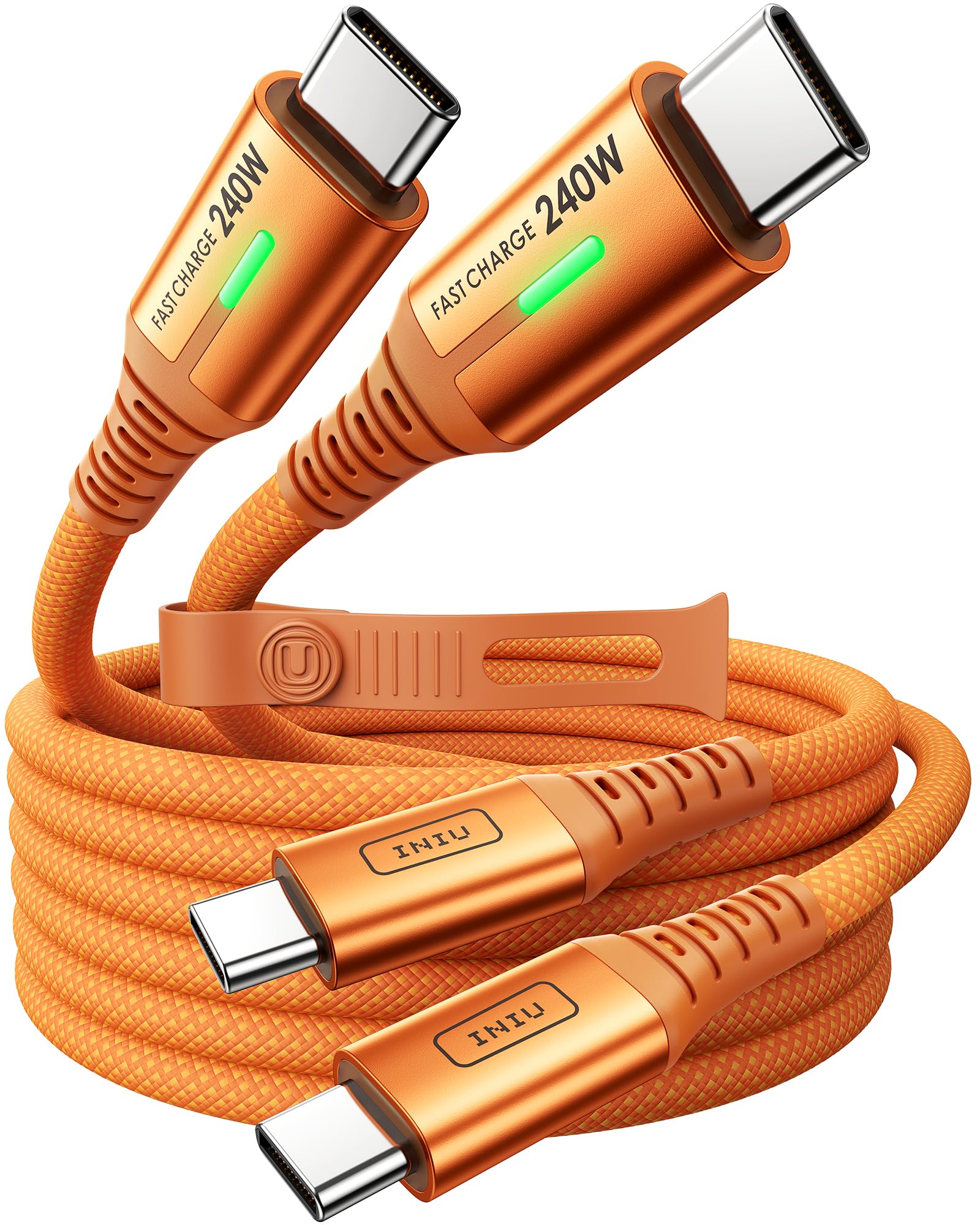 INIU 240W USB C to USB C Charger Cable, [2m, Orange, 2-Pack] PD Type C Charge Cable, Super Fast Charging USB C Cable for iPhone 17 16 15 Pro Max, MacBook iPad Air, Samsung S25 S24 Ultra, Switch 2 etc.