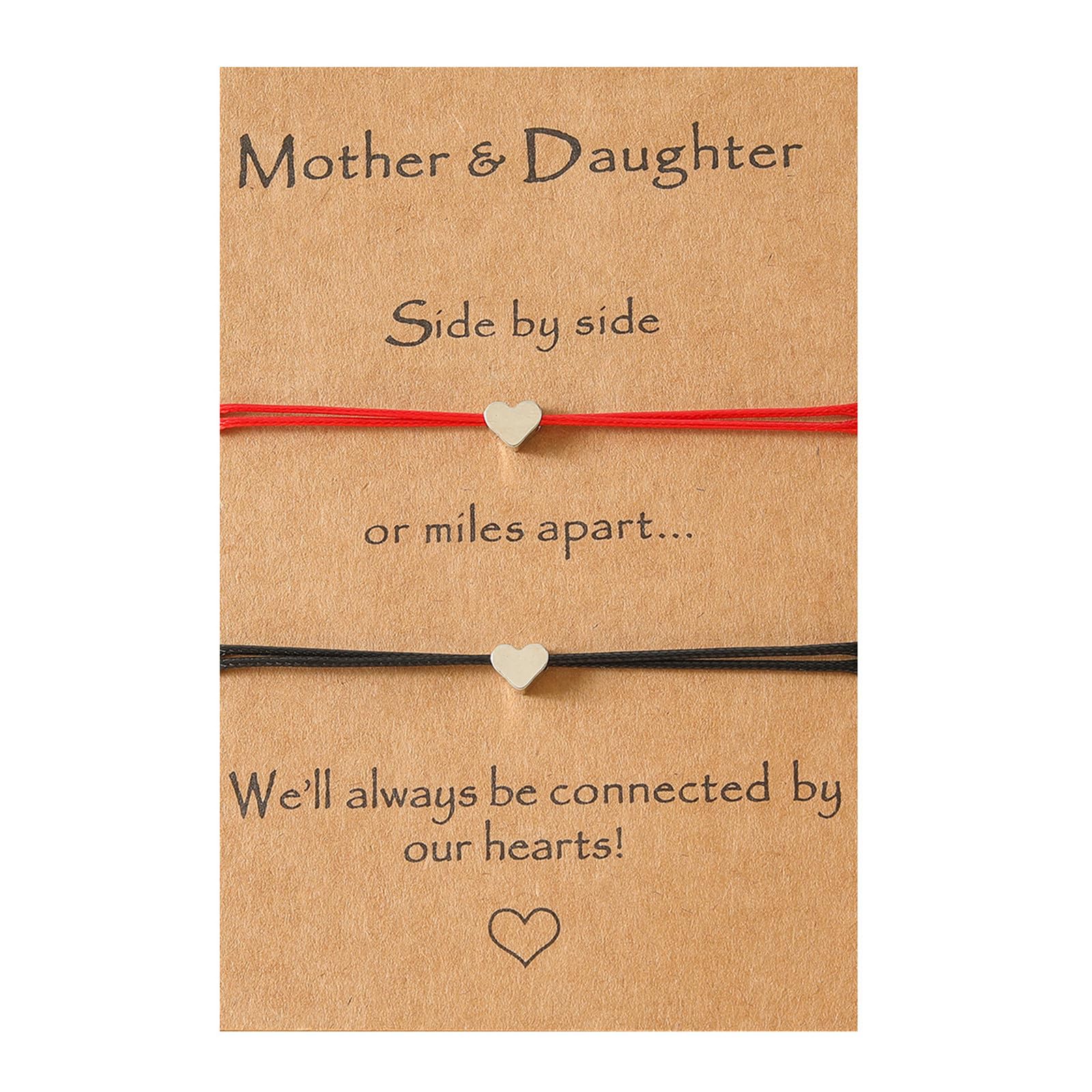 Caiyao2-3Pcs Stainless Steel Butterfly Bracelet Set Handmade Adjustable Braide Rope Love Heart Hollow Out Animal Insect Bracelet for Mom Daughter Mother Birthday Christmas Jewelry Gift