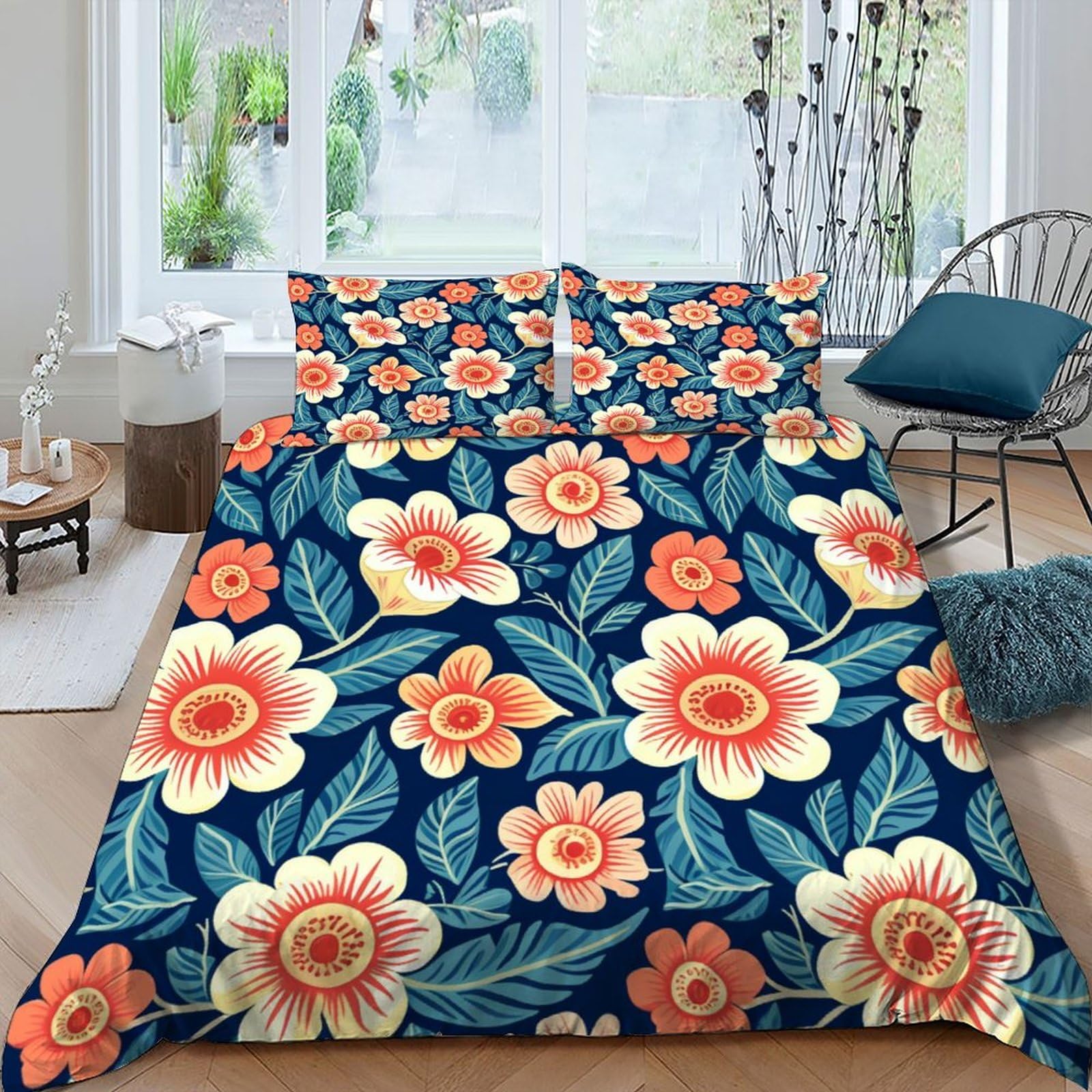 Parure de lit 2 pièces anti-plis avec fermeture éclair pour lit King Size
