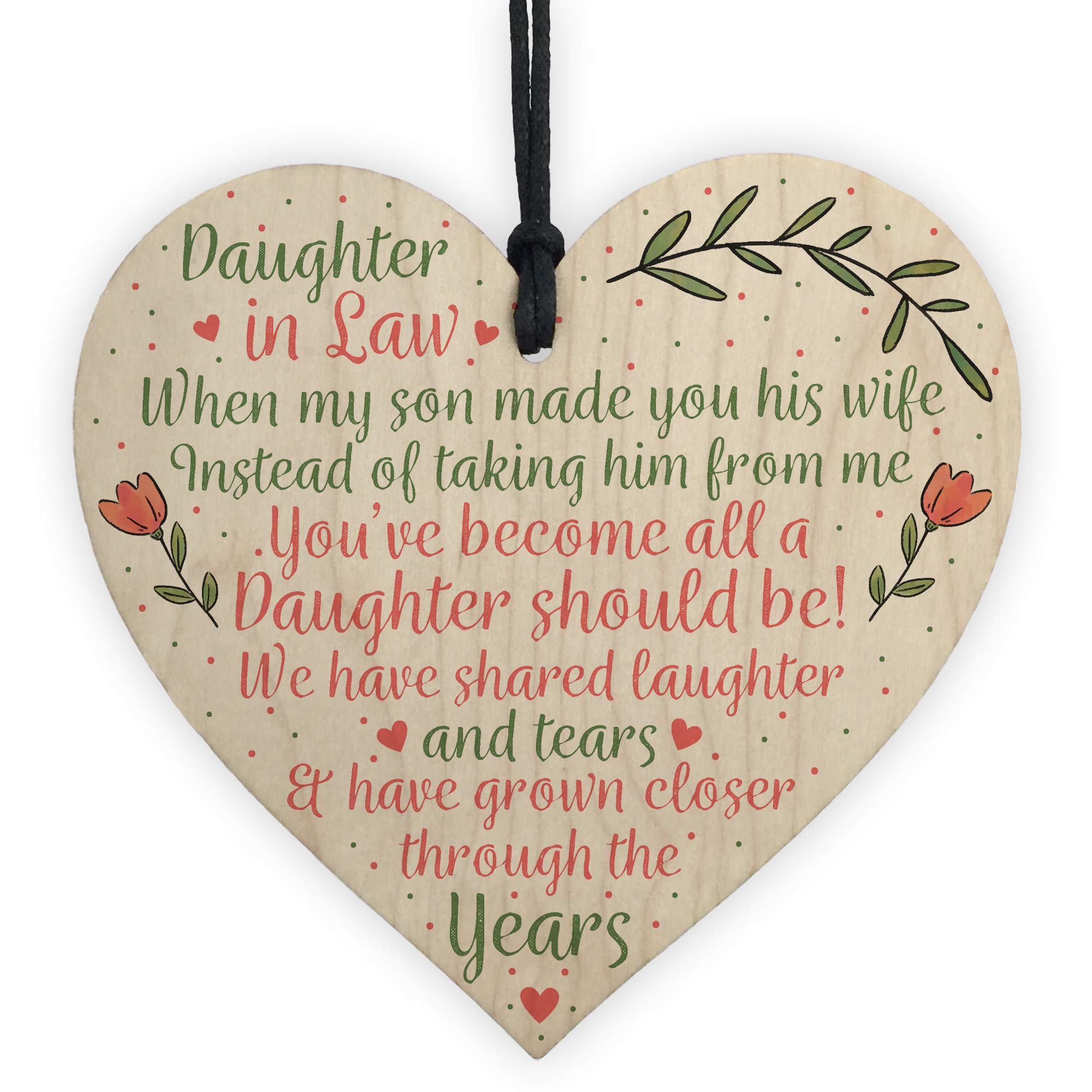 Red Ocean Daughter In Law Birthday Christmas GIFTS Wooden Heart Plaque Mum Daughter Son Gift For Women