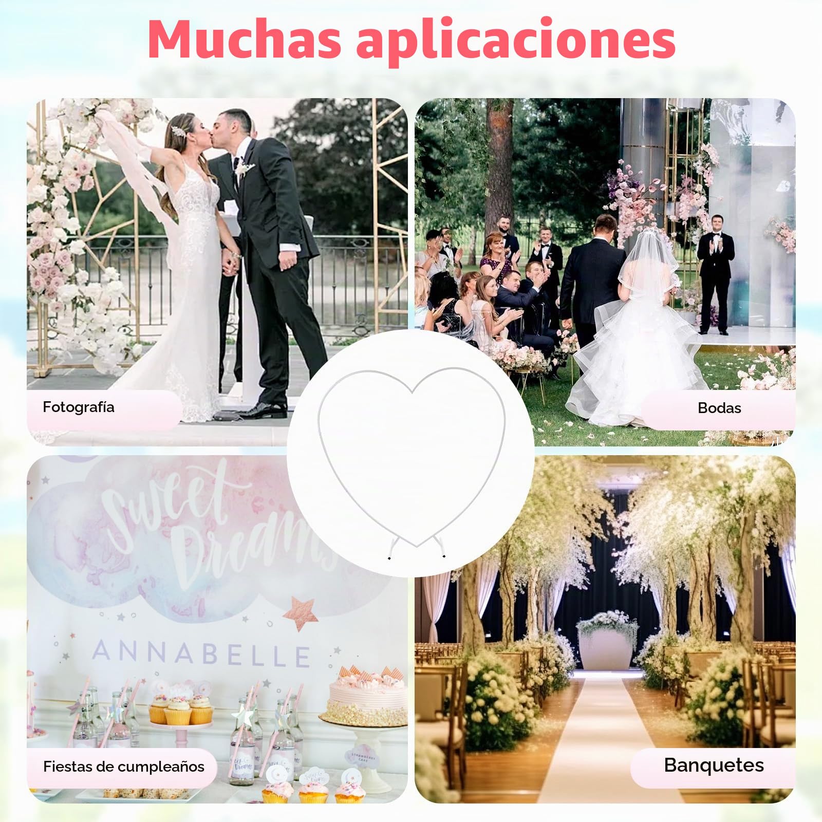 Sfondo per matrimonio a forma di zona, 200 x 210 cm, supporto per palloncini e fiori, per matrimoni, feste di compleanno, banchetti ed eventi, splendida decorazione per cabina fotografica