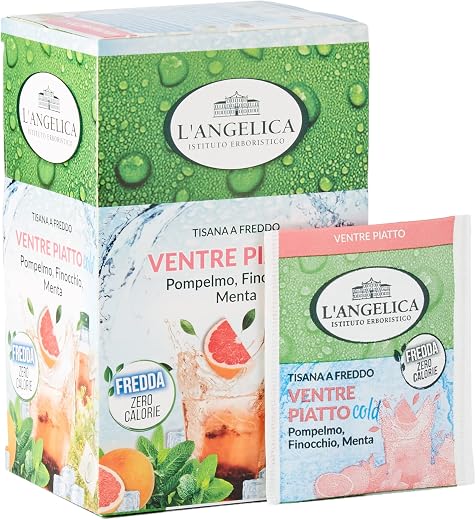 L'Angelica, Tisana a Freddo Ventre Piatto Cold, a Base di Finocchio, Anice Stellato e Menta, Tisane contro il Gonfiore Addominale, Tisana Digestiva, 10 Confezioni da 18 Filtri