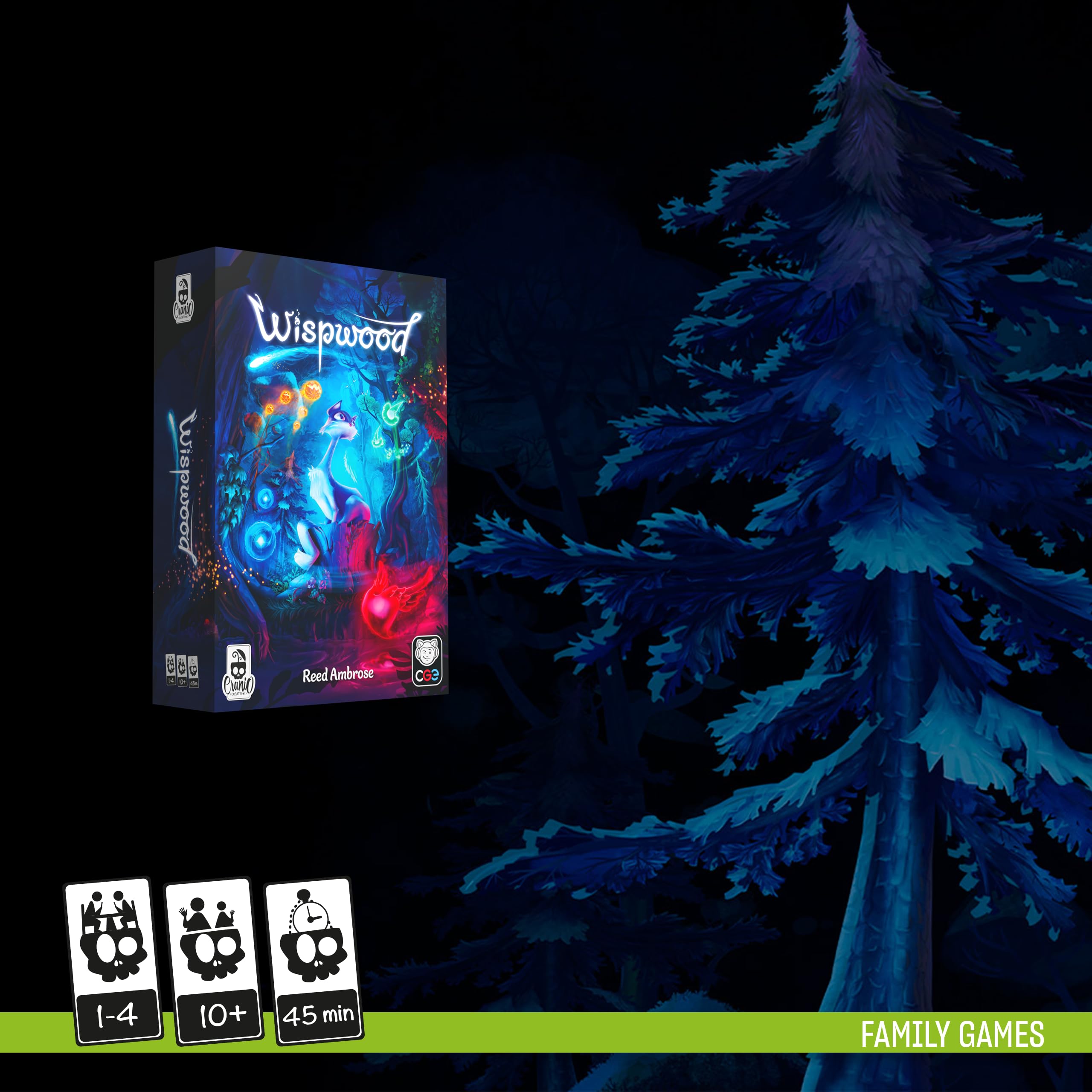 Cranio Creations - Wispwood - Esplora una magica foresta di fuochi fatui colorati - Gioco da Tavolo per Famiglie - Età 10+ - Da 1 a 4 Giocatori - Edizione in Lingua Italiana