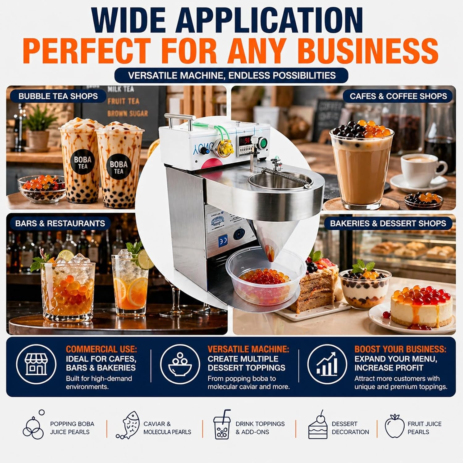 High Volume Commercial Popping Boba Making Machine,Precise Molding-Automatic Bursting Pearl Maker-Industrial Quality,Electric Juice Ball Forming Tool for Modern Beverage Bar