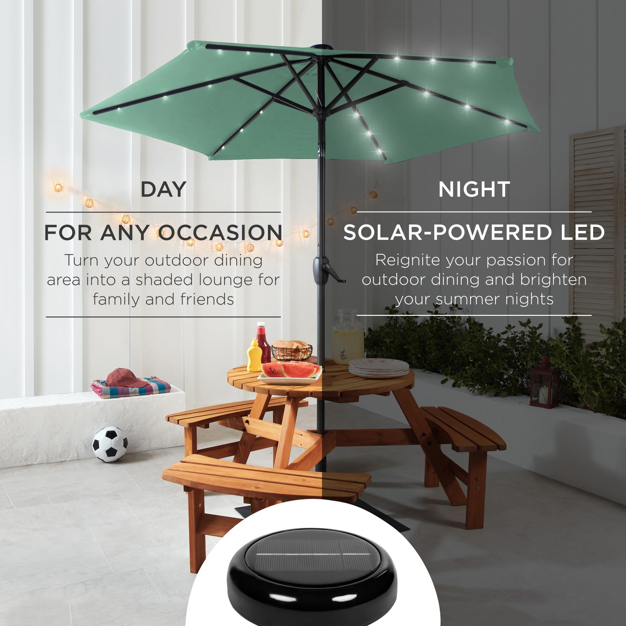 Best Choice Products 7.5ft Solar Umbrella LED Lighted Patio Umbrella, Table Market Umbrella with Tilt and Crank, Outdoor Umbrella for Garden, Deck, Backyard, Pool and Beach