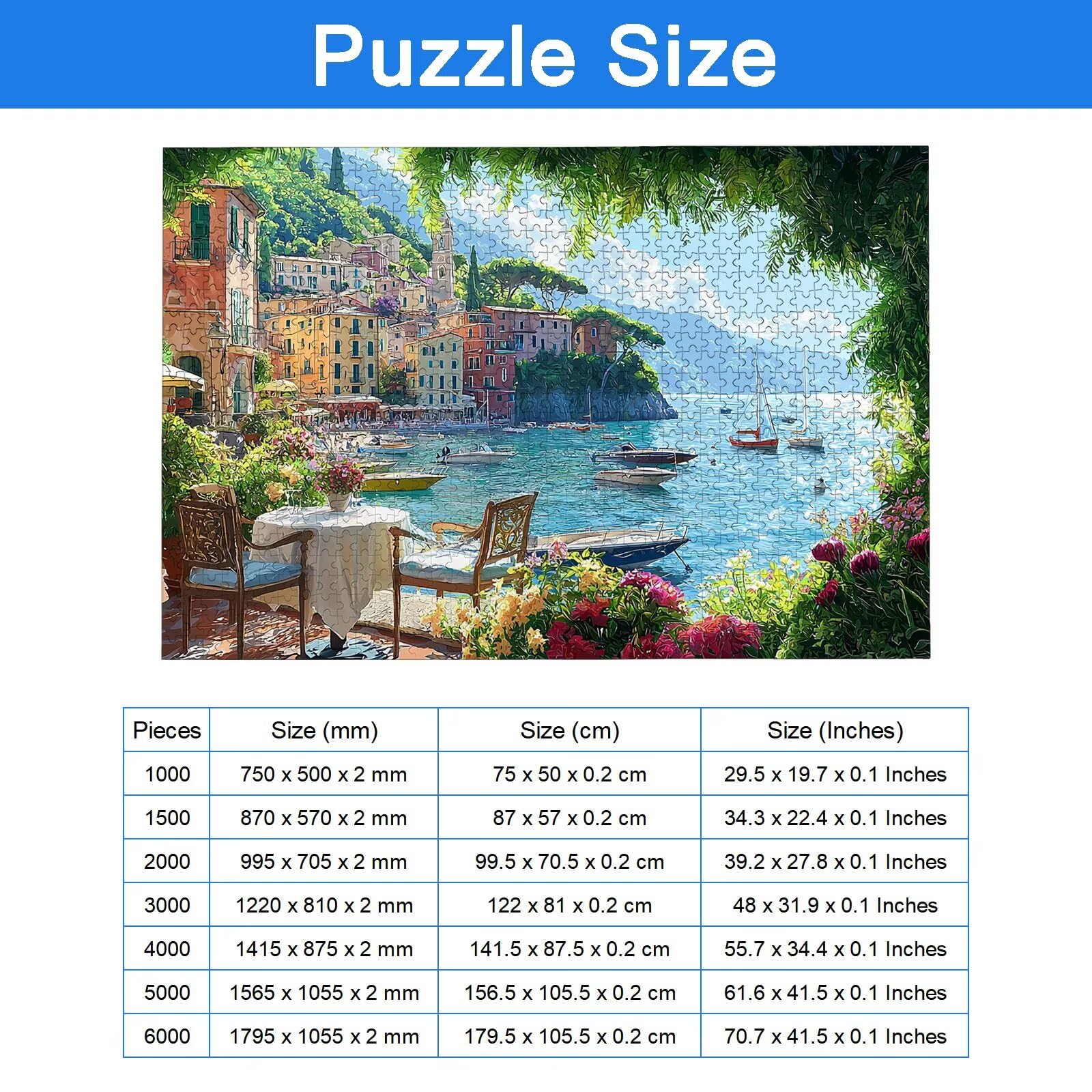 Puzzle 2000 Pezzi Italia, Puzzle Paesaggio 2000 Pezzi Arte per Adulti e Bambini, Misura: 99.5x70.5 cm, Puzzles Legno per Adulti con Squisita Scatola di Imballaggio, Regalo Donna, Regalo Uomo, -8871