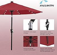 Vista 5 de ABCCANOPY - Sombrillas duraderas con panel solar y 32luces led, de 9pies, para patio (borgoña)