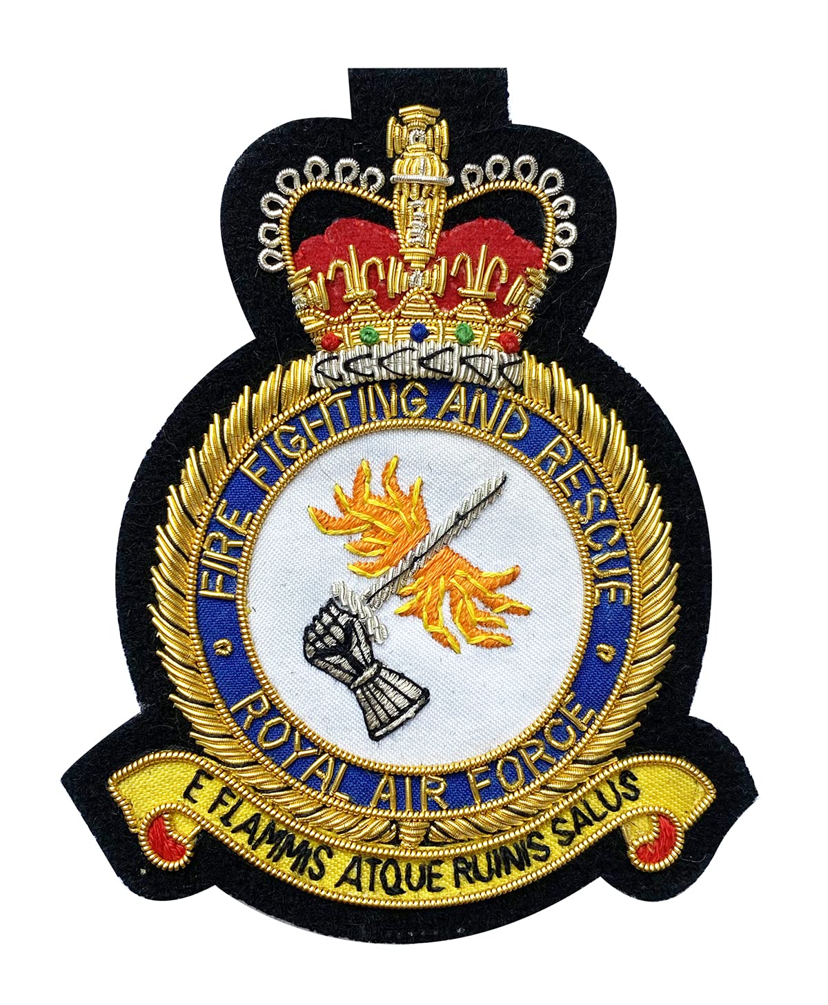 Giftshop Uk Men's Black Royal Air Force Firefighting And Rescue Service Embroidered Blazer Badge
