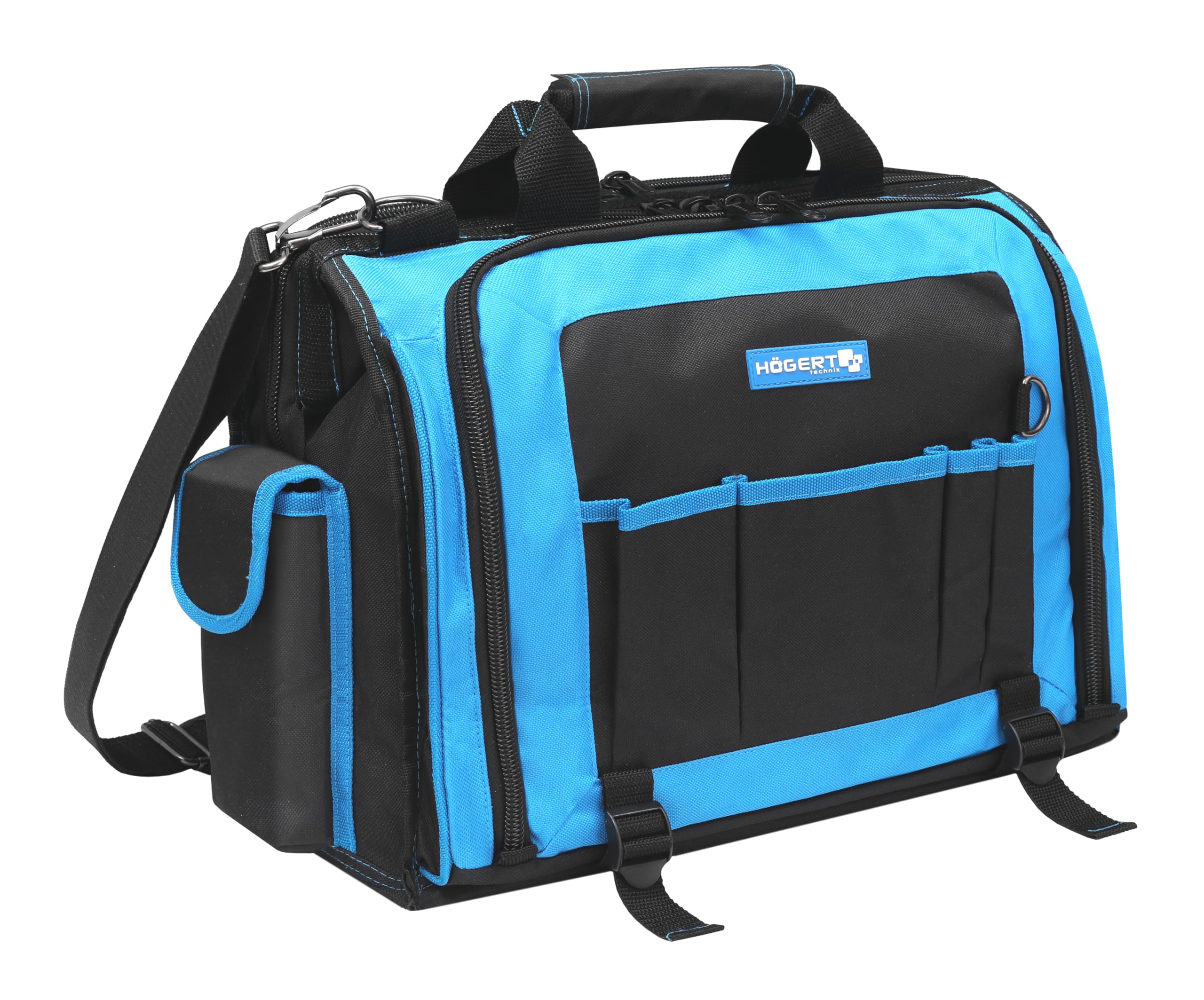 Högert Technik - Sac d'électricien résistant | Sac à outils d'électricien | Multifonction pour bricoleurs | En polyester 600D | 3 poches latérales | 4 poches extérieures | 3 compartiments principaux