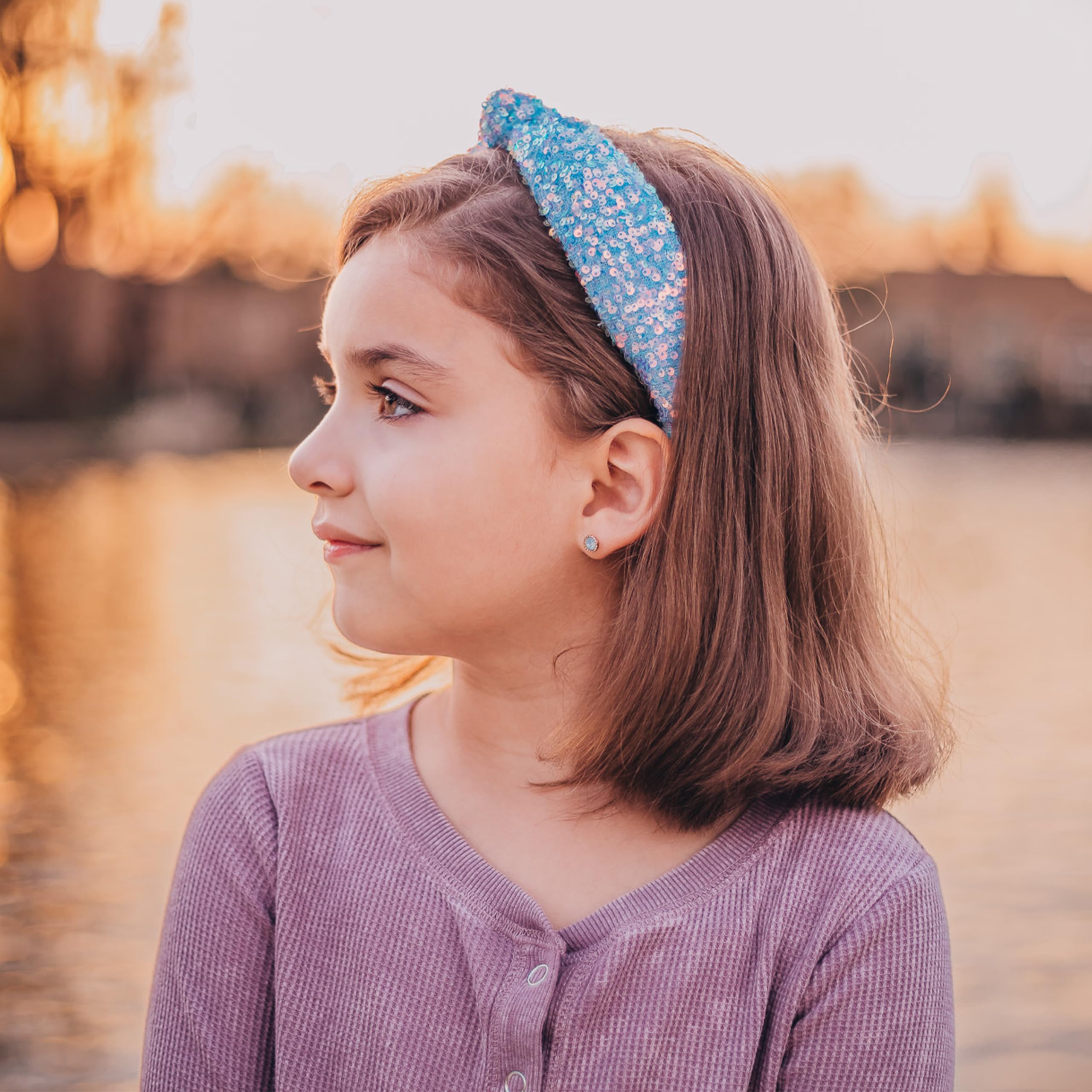 Amazon.com : FROG SAC Sequin Knot Headband for Girls, Blue 