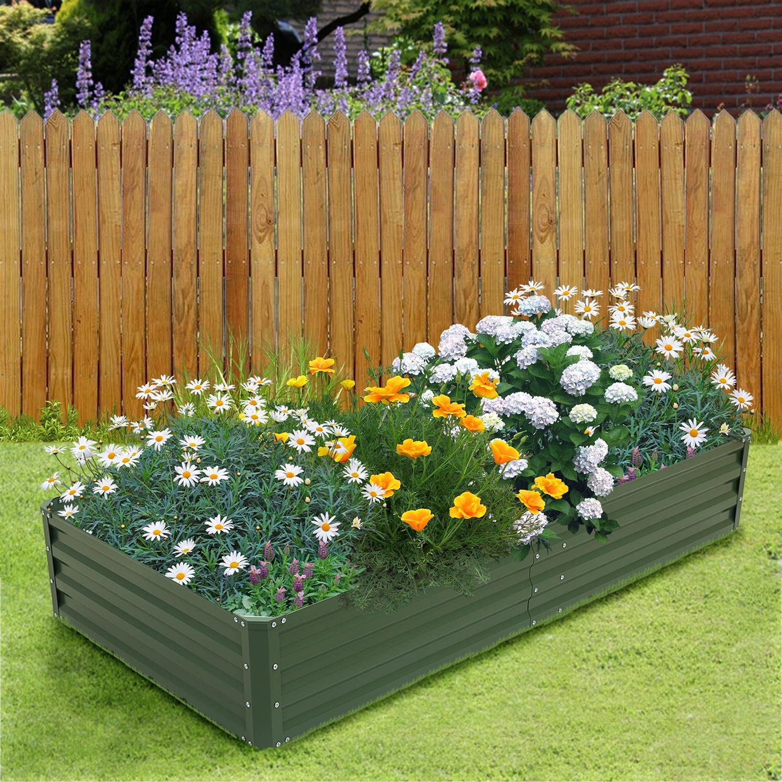 Galvanized Raised Garden Bed 6×3×1 ft Metal Outdoor Backyard Patio