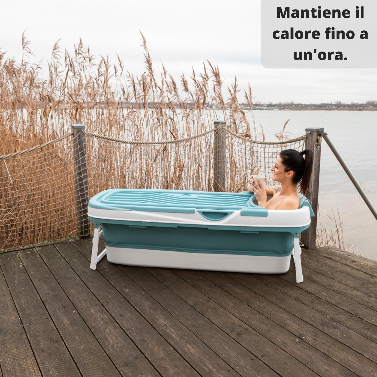 CRS Vasca da bagno pieghevole per adulti | Dimensioni: 158 cm | ideale per piccoli bagni | ortatile da posizionare sotto la doccia