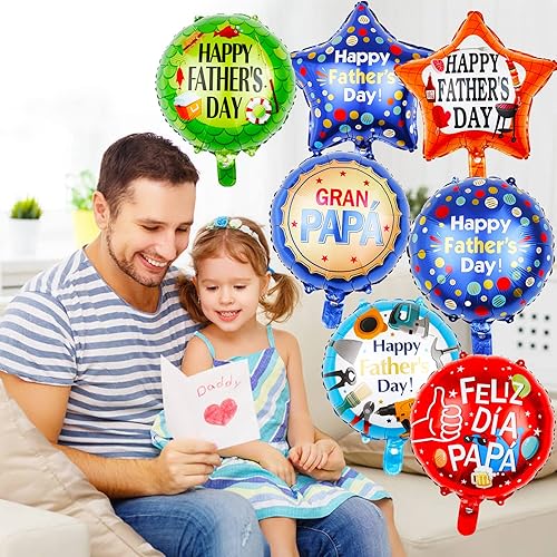 Miniatura 6 de 15 globos de feliz día del padre, globos de papel de aluminio PaPa de 18 pulgadas, globos de papel de aluminio de Feliz Dia PaPa, globos del mundo