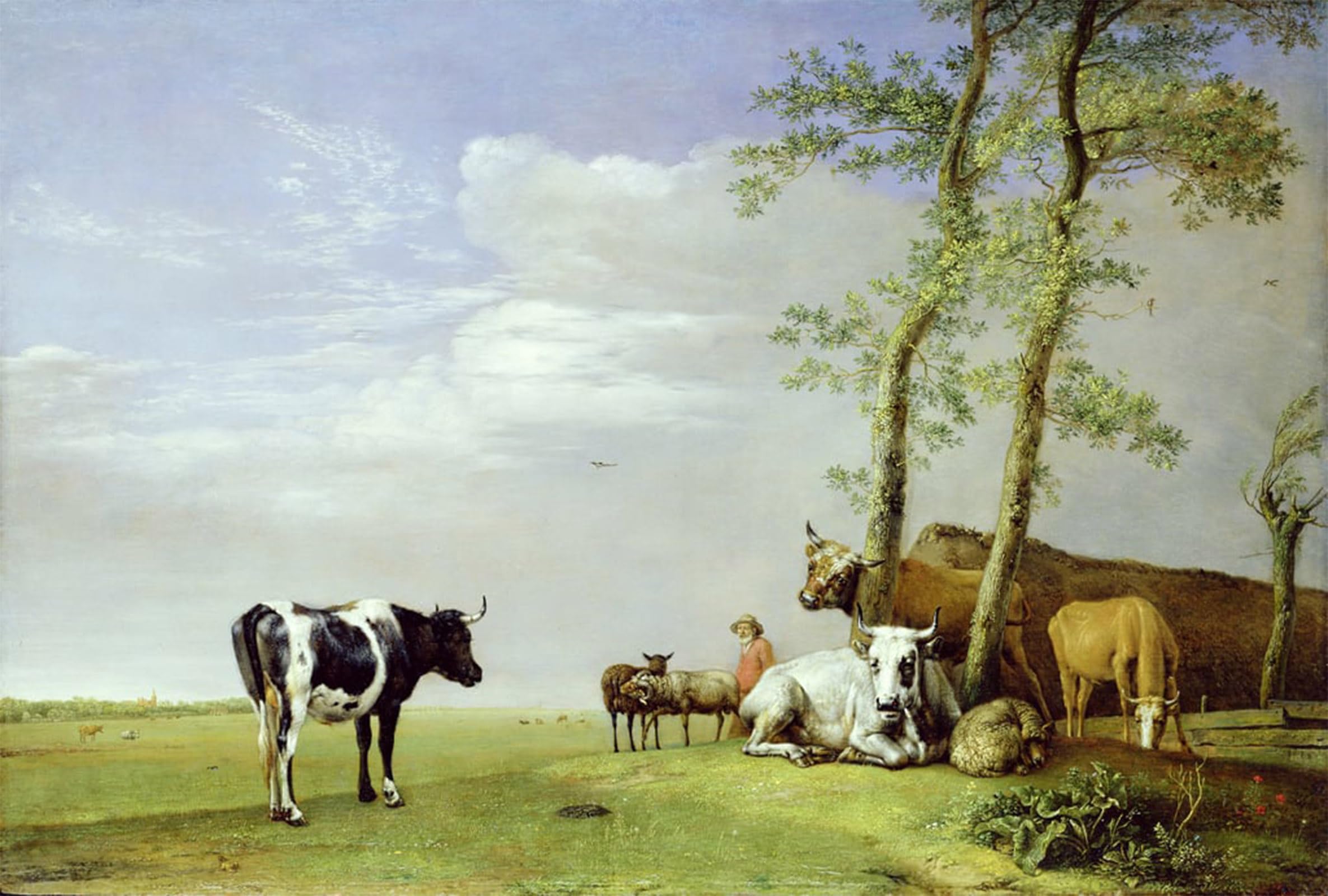 ARTXLXXBN Famous Art Print Poster Vintage Wall Art a Fellow Countryman with His Herd by Paulus Potter Canvas Art Poster for Home Decor 60x90cm