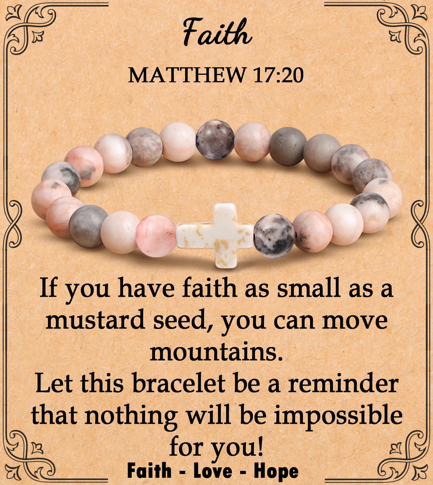 Cross Bracelet for Women Christian Gifts for Daughter Mom Grandma Niece Godmother Religious Baptism Jewelry Birthday Retirement Gifts Beaded Bracelet