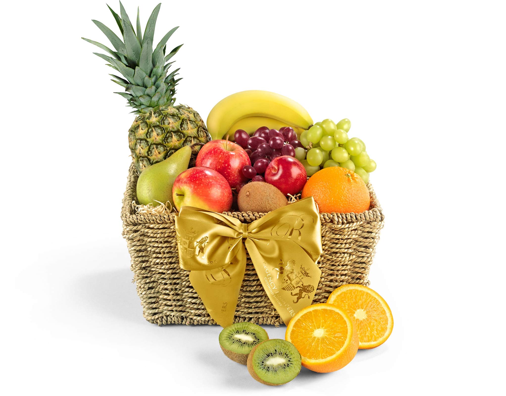 Classic Fresh Fruit Hamper - Premium Fruit Gift Basket with Pineapple, Red Grapes, Green Grapes, Apples, Pears - Luxury Food Gifts for Men and Women, from Regency Hampers