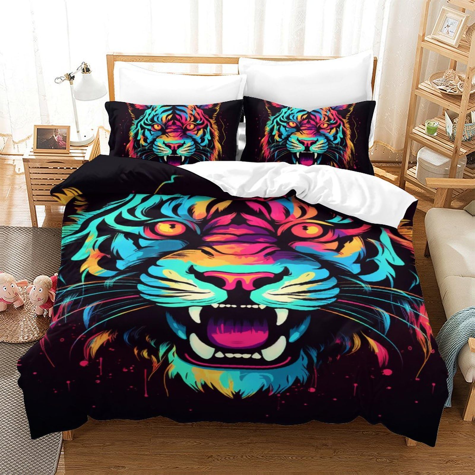 Lit tigre parure 140x200 cm pour chambre d'enfant et ado branché
