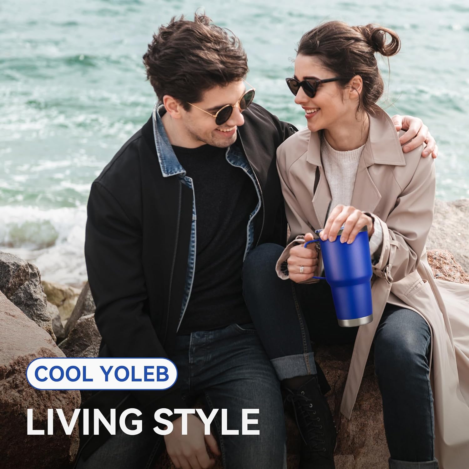 30 oz Tumbler with Handle and Lid, Stainless Steel Tumblers Double Wall Vacuum Insulated Travel Mug Leak Proof Cup Keep Drinks Cold and Hot Blue, 1 Pack - Image 7