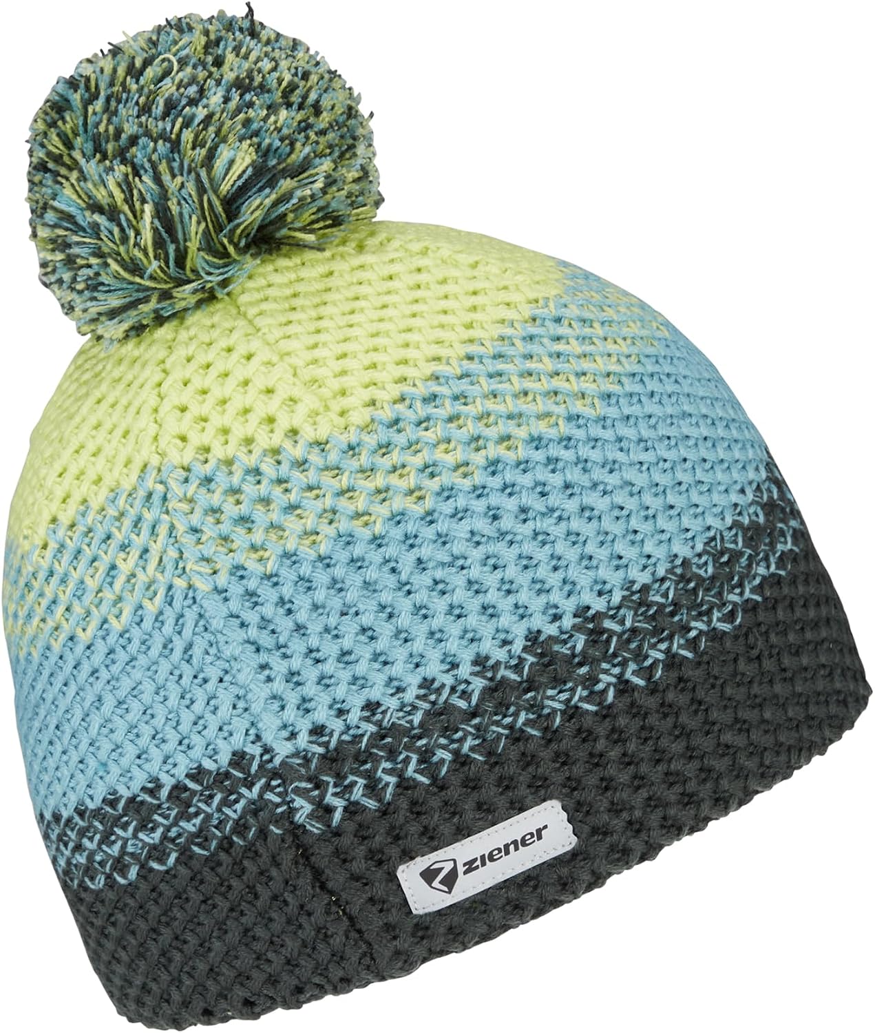 Ziener Unisex Kids Bobble Hat Knitted Fleece Lining Tri-Colour ISHI