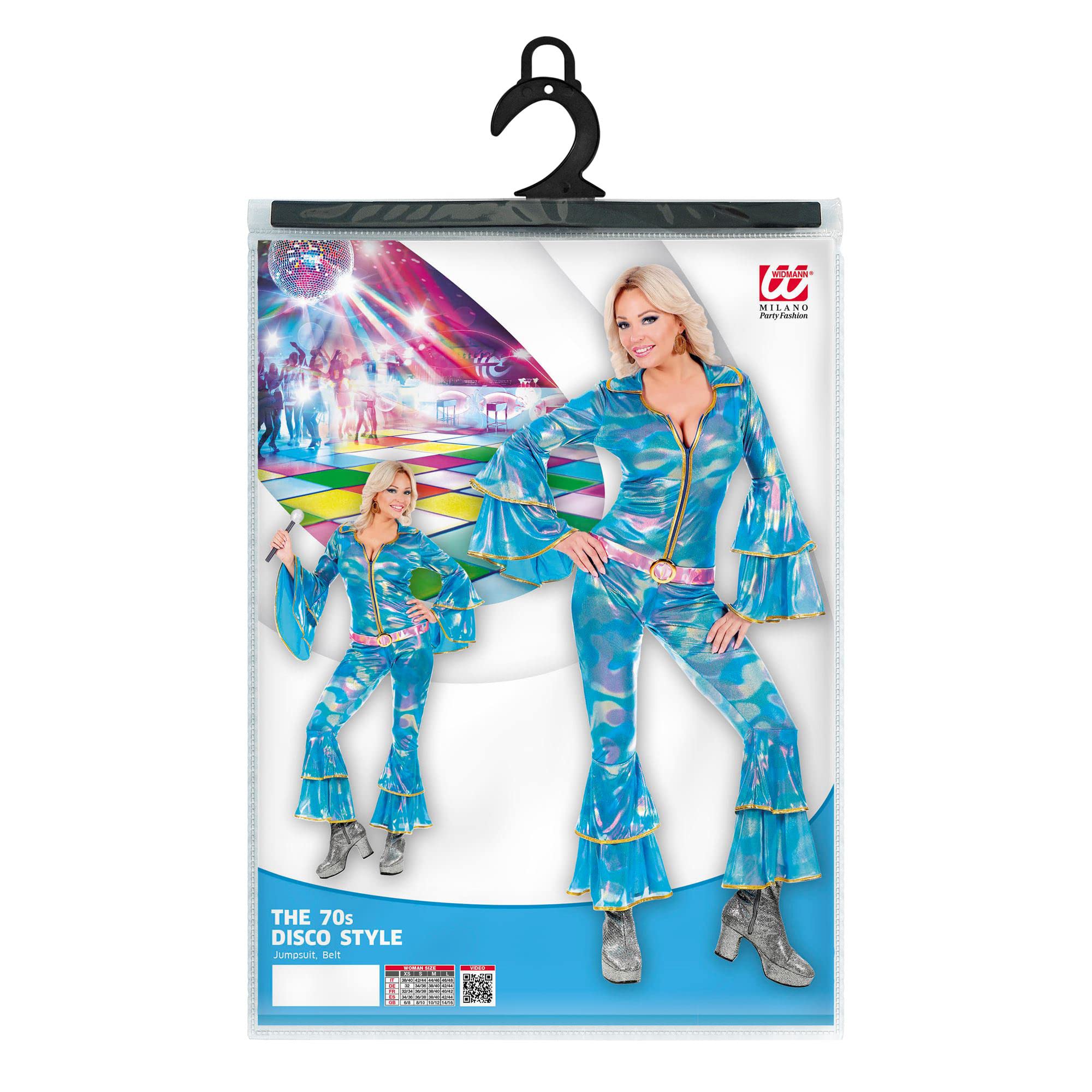 WIDMANN MILANO PARTY FASHION - Kostüm 70er Jahre Disco Style, Overall, Dancing Queen, Einteiler, Bad Taste Outfit, Schlagermove