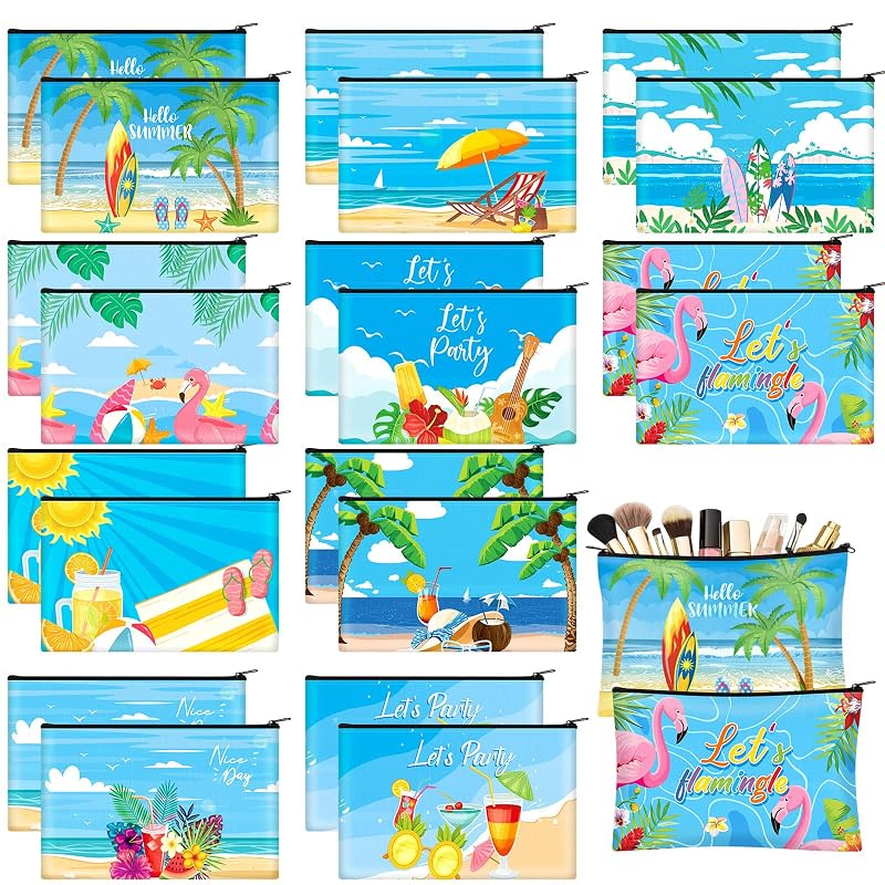 Eccliy 20 Necessaires de Maquiagem de Lona com Estampa Havaiana