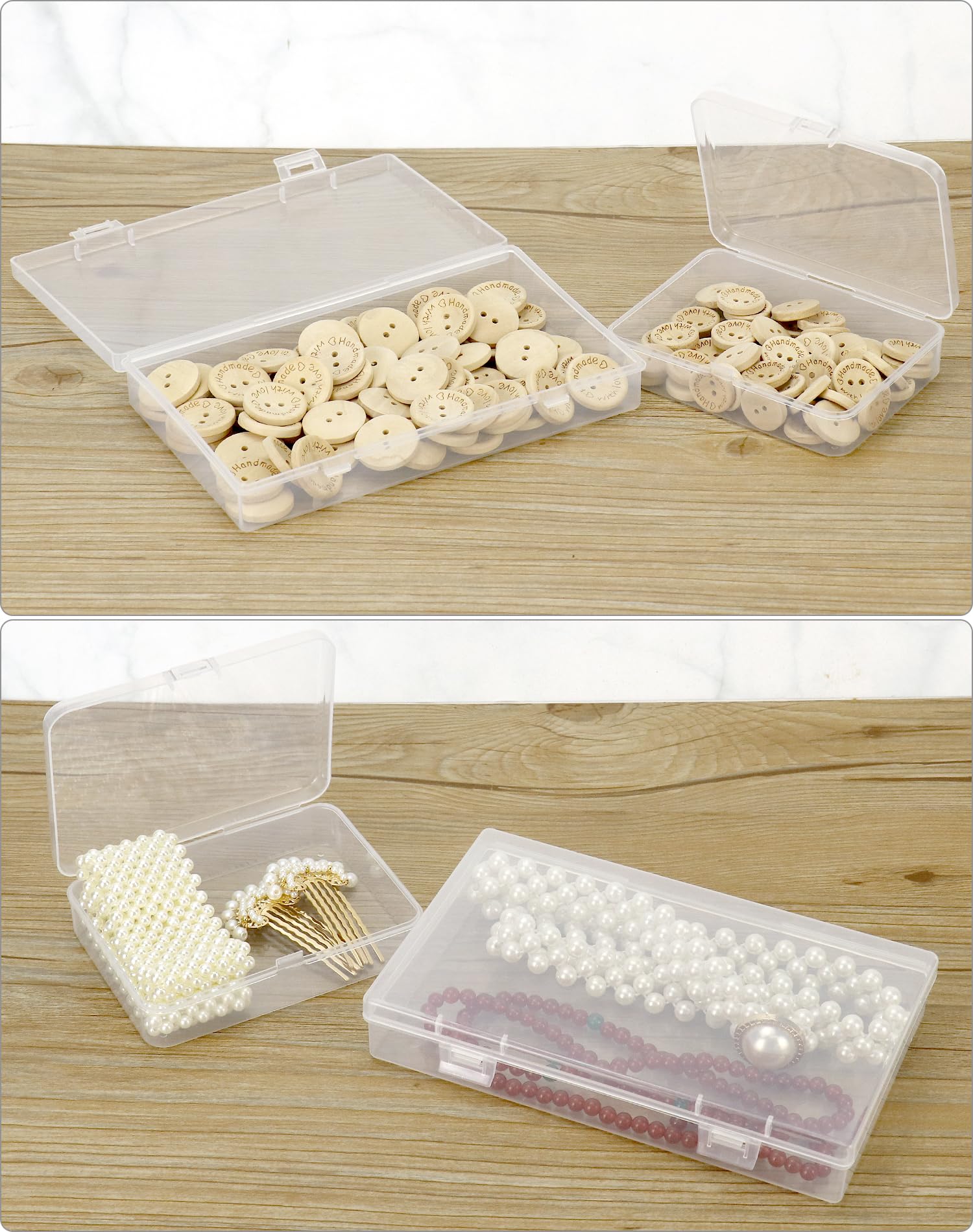 Organizador 24 Cajitas Plásticas Transparentes Con Tapa ¡4 Tamaños! Para Manualidades
