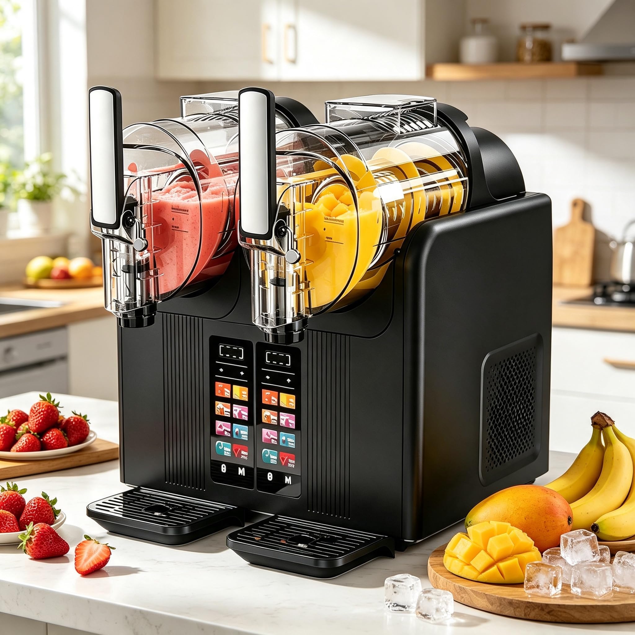 Máquina para granizados doble depósito 380W, 7 en 1 para bebidas congeladas