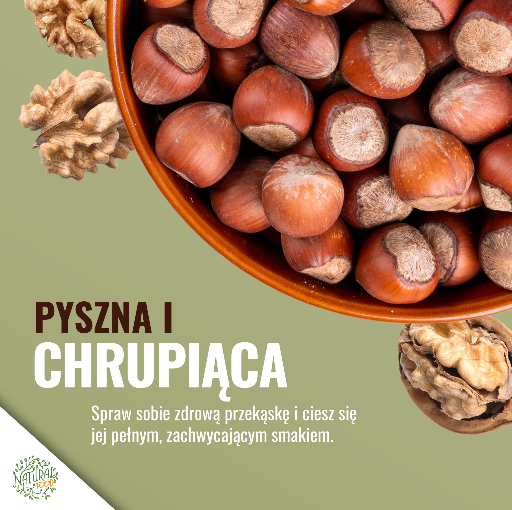 Natural Food - Orzechy Włoskie i Laskowe w Łupinach - 2 x 5kg - Mieszanka Orzechów, Duże Opakowanie - Smaczne Orzechy do Przekąsek, Deserów, Musli i Wypieków