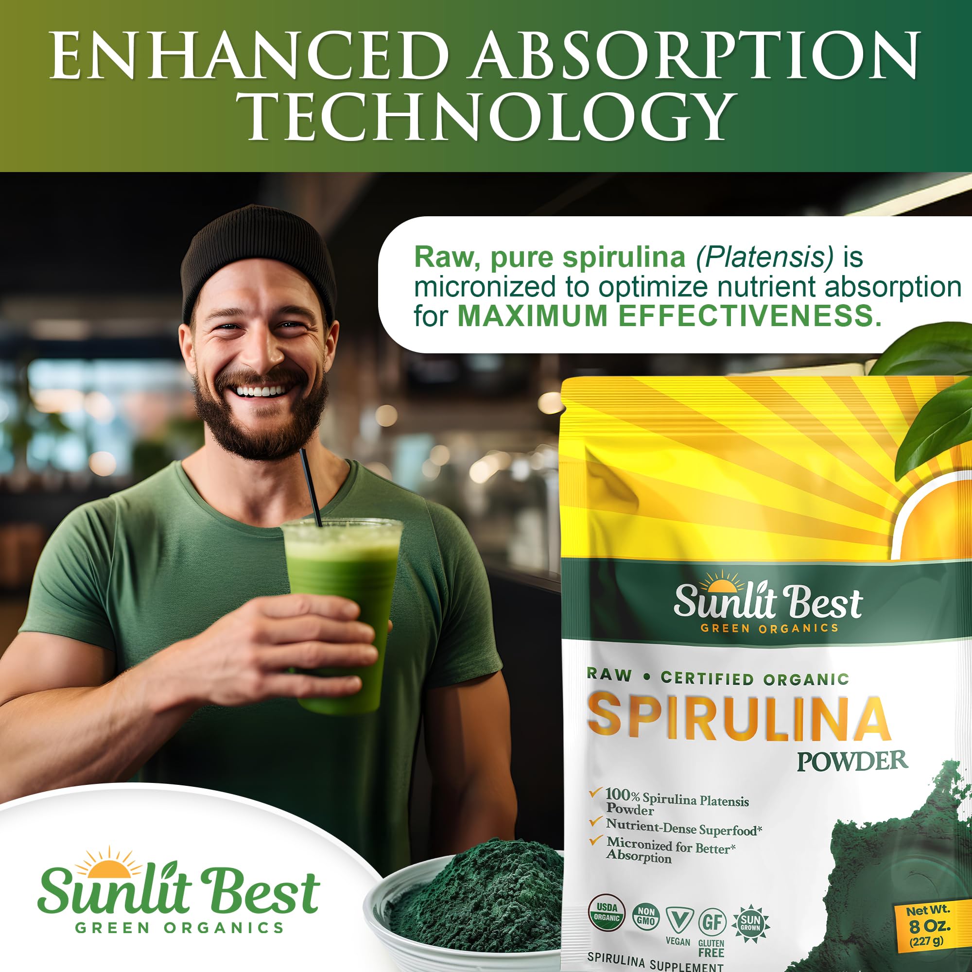Sunlit Best Organic Spirulina Powder, Green Algae Natural Superfood, 8 Oz — Amazon image 6