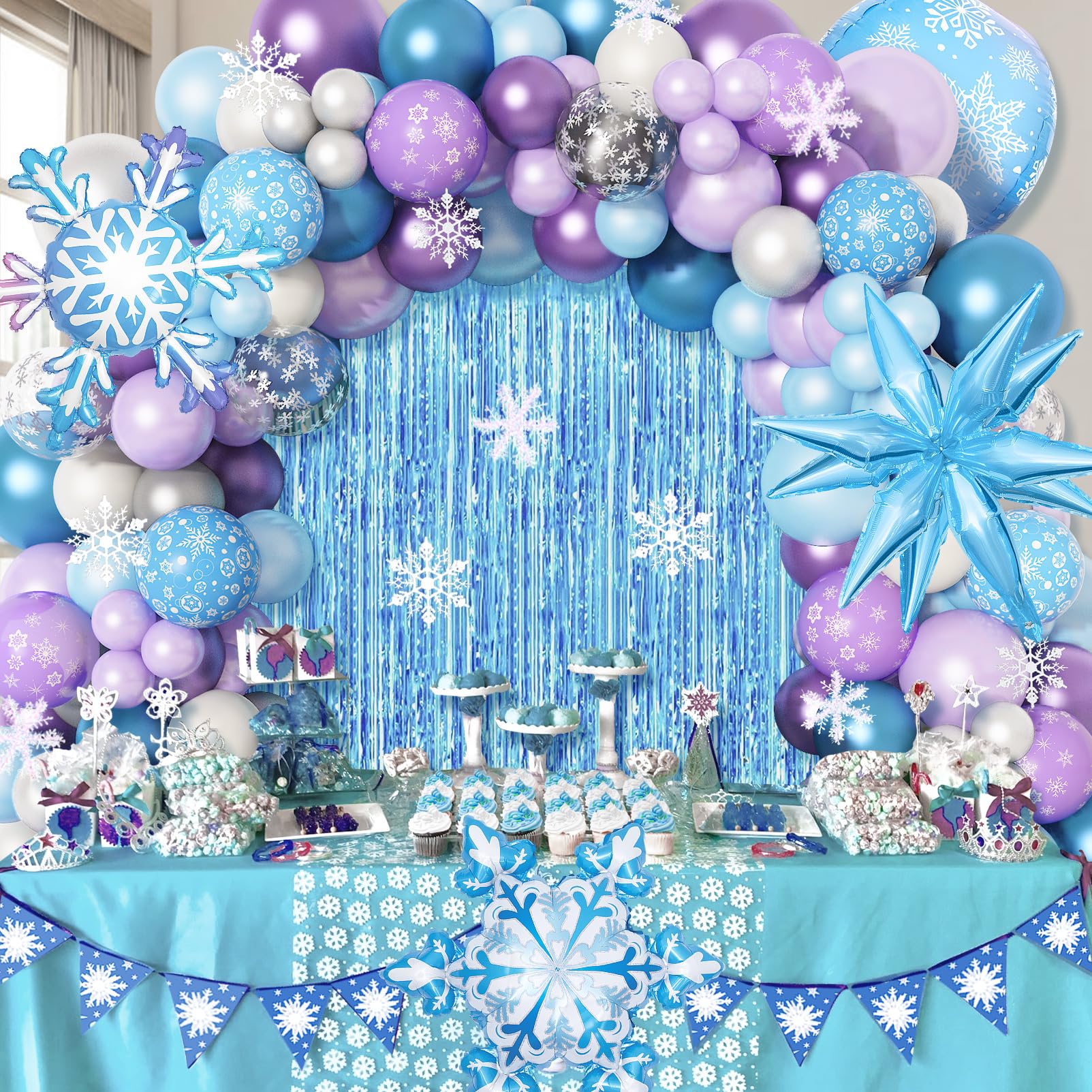 Happy Birthday Decoration Set, Blue Birthday Theme For (Boys & Girls) Foil Curtain, Blue, White And Golden Party Latex Balloons, Birthday Banner, Birthday Accessories - View #7