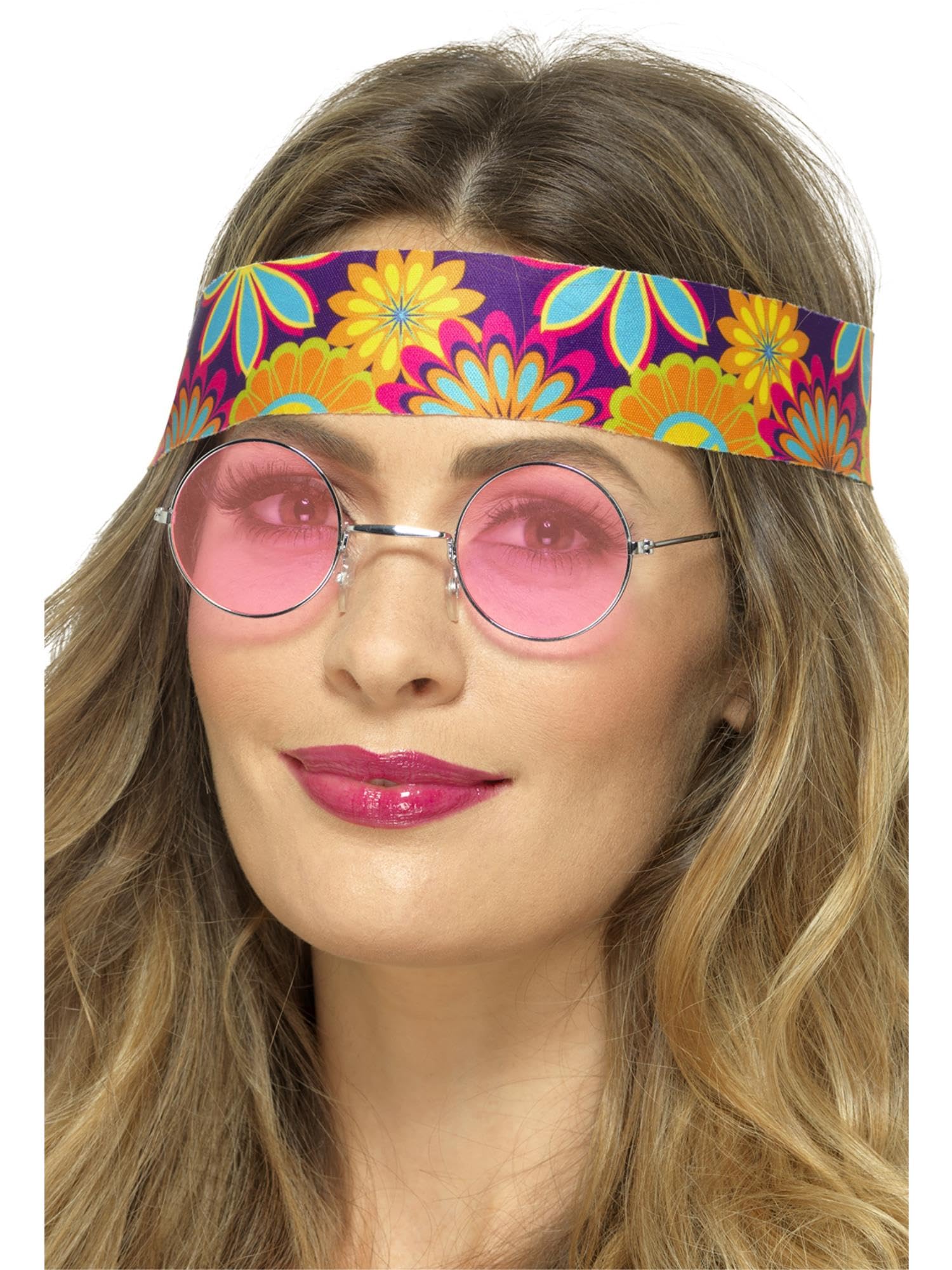 Smiffys Hippie Specs, Orange , 1960's Groovy Fancy Dress, Adult Dress Up Accessories