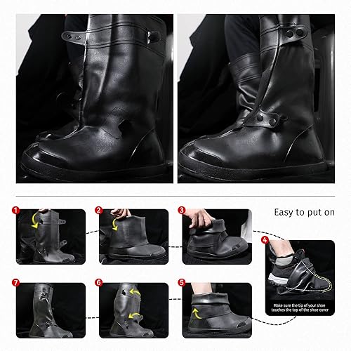 Miniatura 4 de iCreek Cubierta impermeable para zapatos de gallo, sobrecalzado, para hombres y mujeres, cubiertas de lluvia para botas de motocicleta, fácil