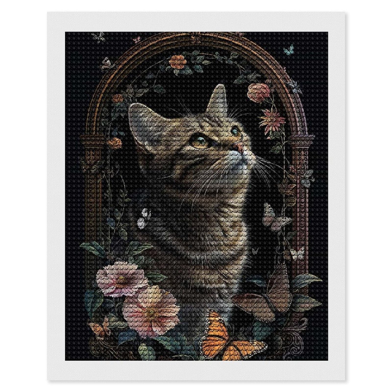 Junmoney American Shorthair Diamond Painting Kit 16"x20", Easy Handmade Project, Easy to Enjoy, Aesthetic Room Decor, Christmas Gift