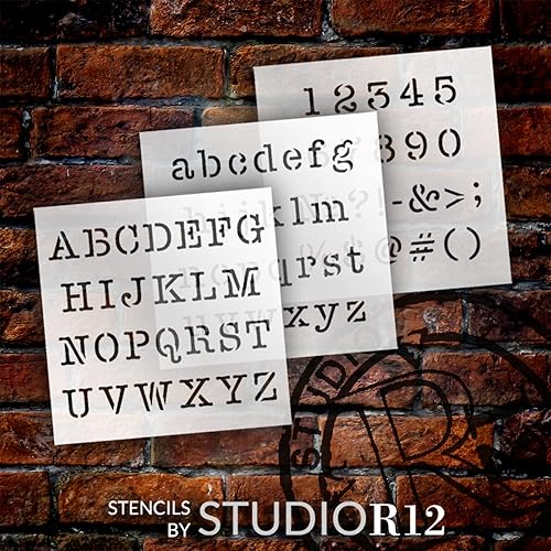 Miniatura 2 de StudioR12 - Plantilla de letras de fuente para máquina de escribir, plantillas de alfabeto para diario, plantillas de letras de estilo vintage,