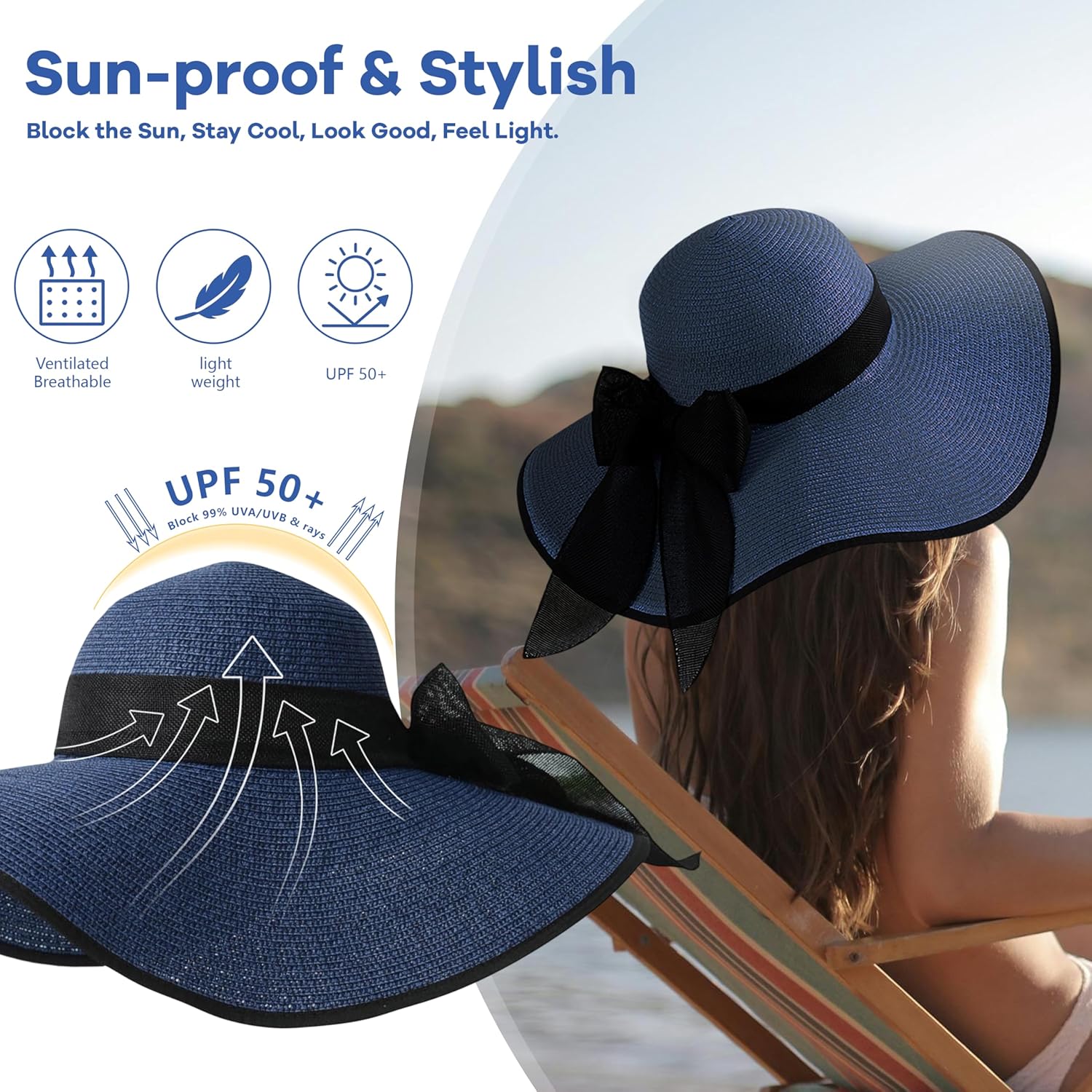 つば広 女性用 麦わら帽子 バケツ 紫外線保護 折りたたみ式 通気性 サマーハット ビーチ 旅行 アウトドア活動用