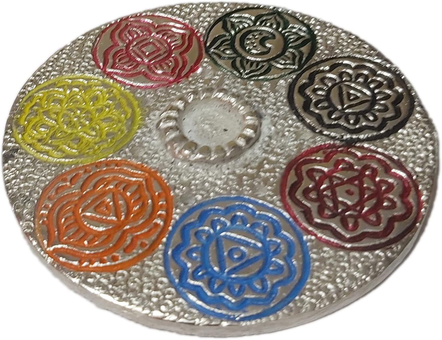Aluminium Incense agarbatti/Cone Burner an Ideal Gift/Table Decor use for Burning Incense Hand Carved Incense Stick Holder Tray. (7 Chakra Multicolored)