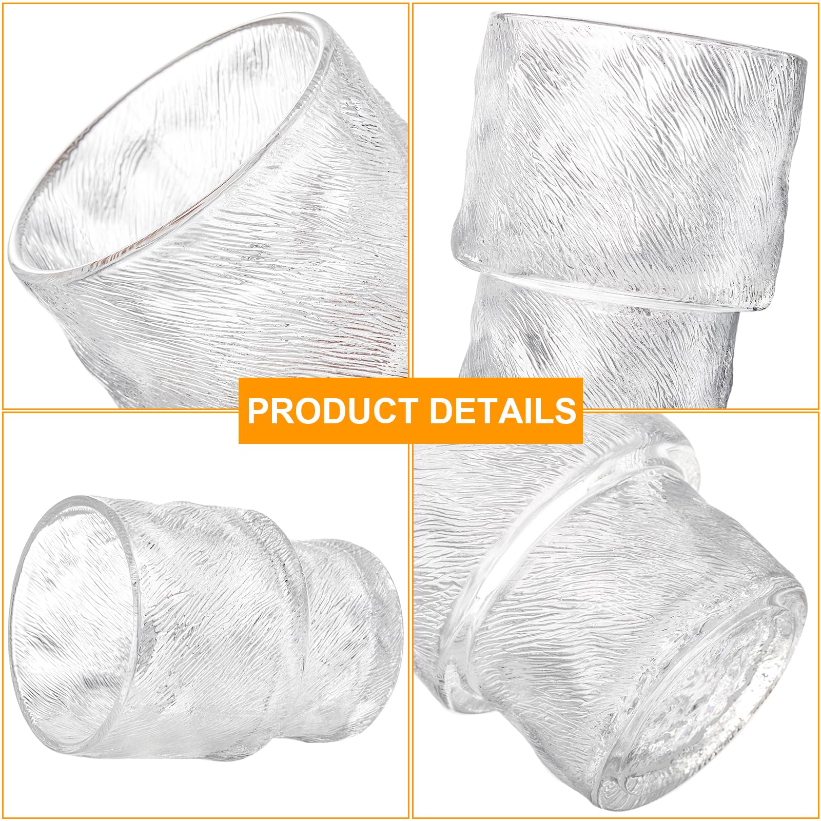 Frcctre 8 Pack Stackable Drinking Glasses, 6.5 OZ Romantic Lowball Cocktail Glasses, Small Vintage Fluted Glassware Glass Tumblers Cups for Iced Coffee, Juice, Beer, Soda, Coocktail