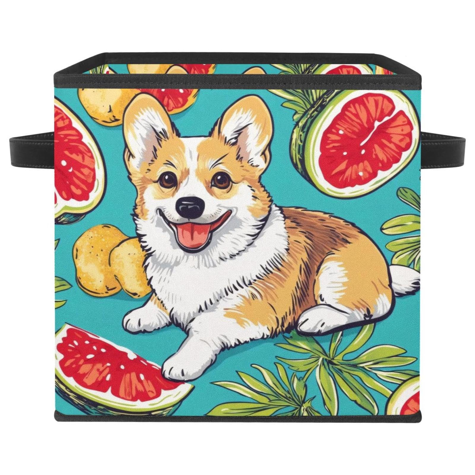 Paniers de rangement pliables en tissu pour étagère dressing Corgi