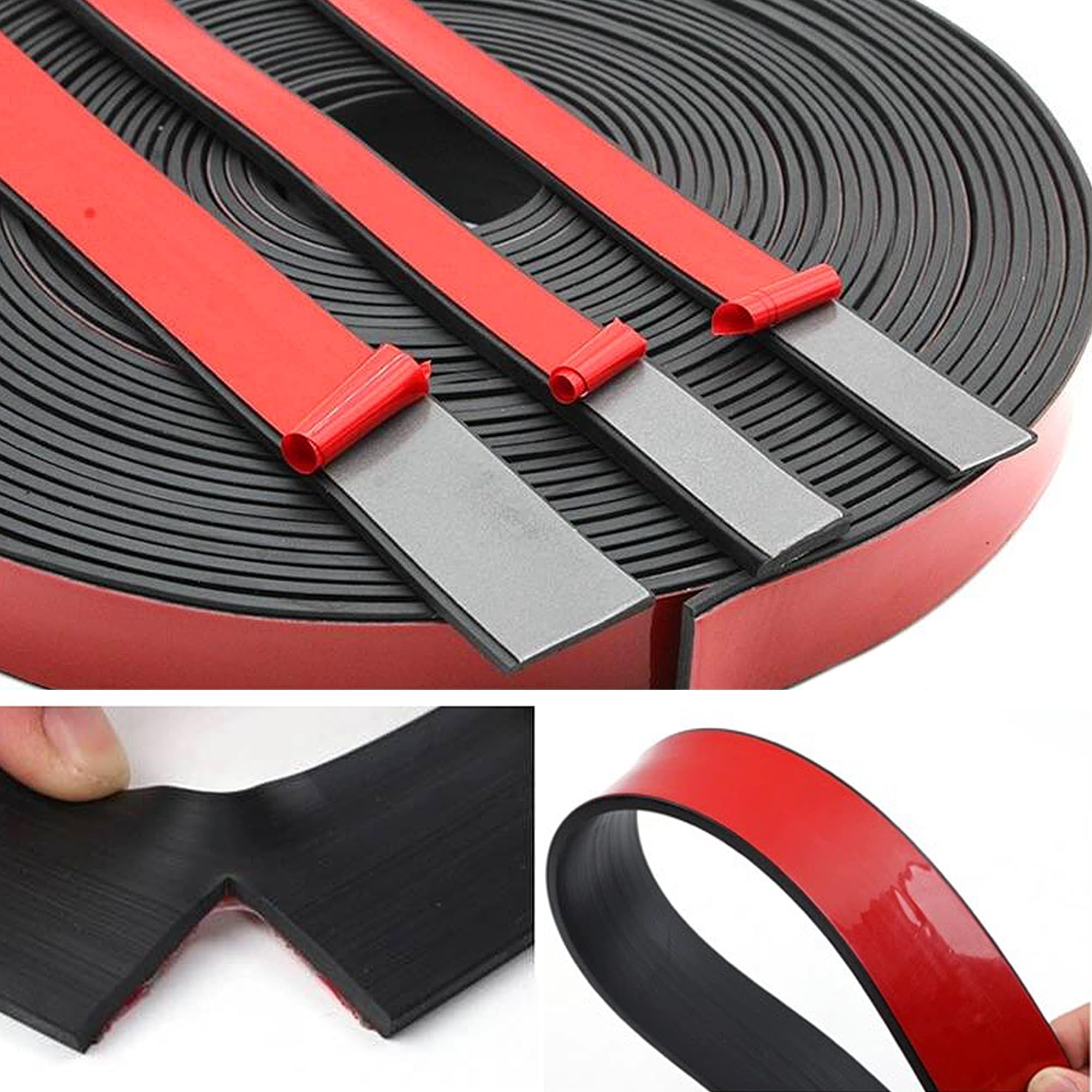 Rubberen strips, zelfklevende rubberen mat, 25 mm (B) x 1,5 mm (s) x 6 m (l) neopreen, rubberen matten, rubberen plaat, massief rubber, rubberen profiel voor afdichtingen, afdekking, doe-het-zelf