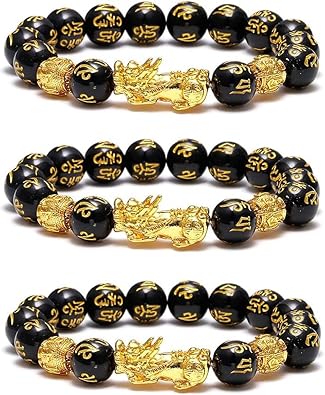Long tiantian Feng Shui Wealth and Luck Bracelet Money Bracelet for Women Men Pixiu Black Obsidian Bracelets Jewelry Gifts