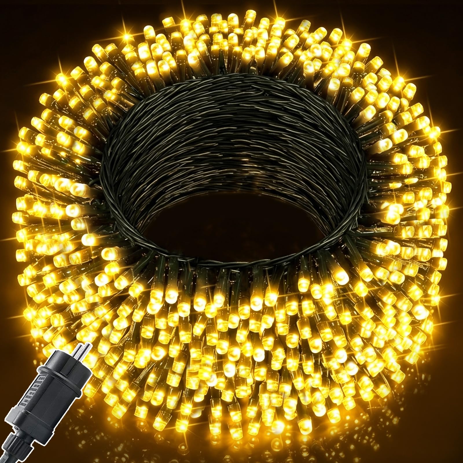 Catena luminosa esterna corrente interna 80 m catena di luci albero di Natale con 8 modalità timer funzione di memoria IP44 impermeabile, luce bianca calda
