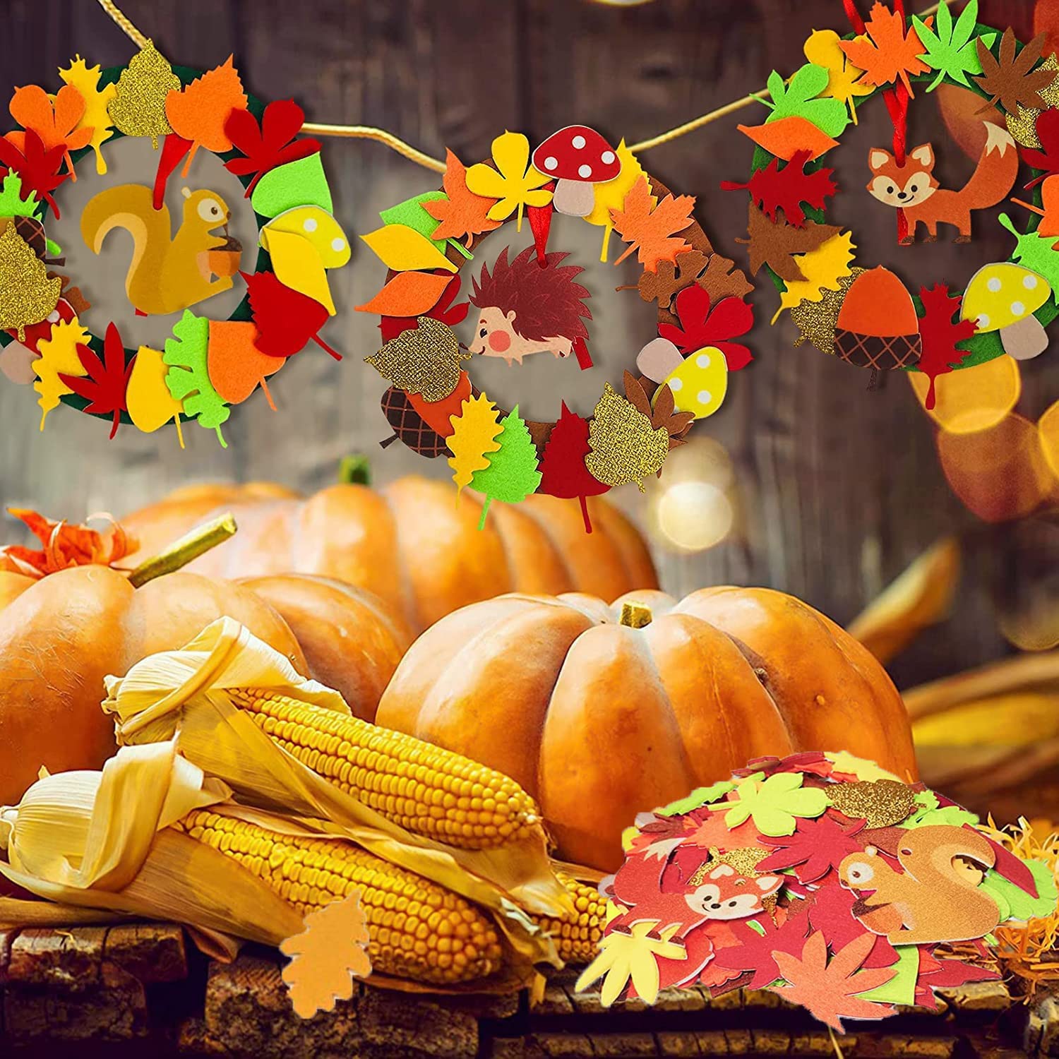 Manualidades De Otoño Para Imprimir Kit Manualidades Otoño Zeuwets - Corona  De Madera Para Pintar - Actividad Creativa Para Niños Decoración Otoño Casa, image size:1500x1500