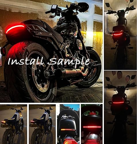 Miniatura 4 de Luz trasera universal para motocicleta, freno trasero de motocicleta, luz de señal de giro de 48 LED de 8 pulgadas, tira flexible de luces de